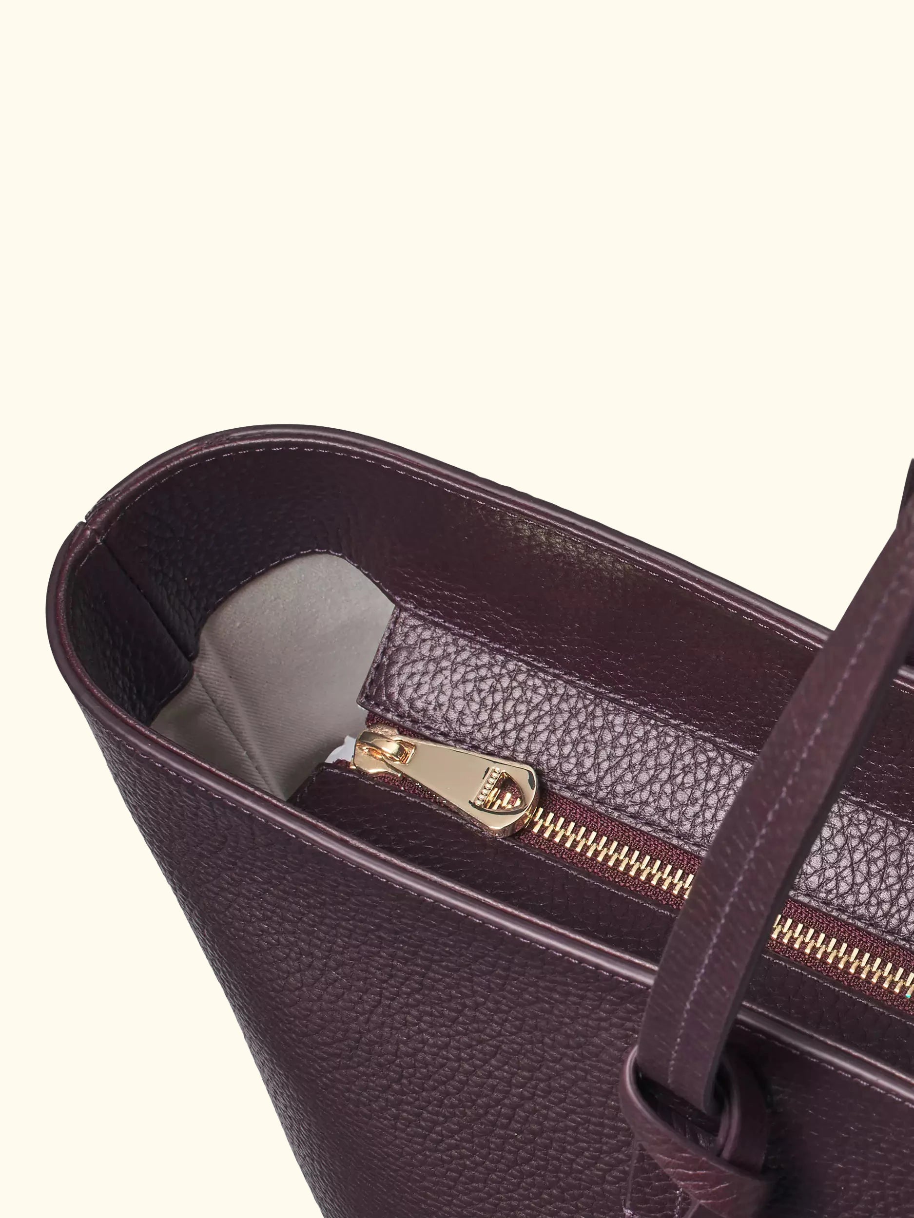 Aspinal of London Zipped East West Leather Tote Bag, Fig