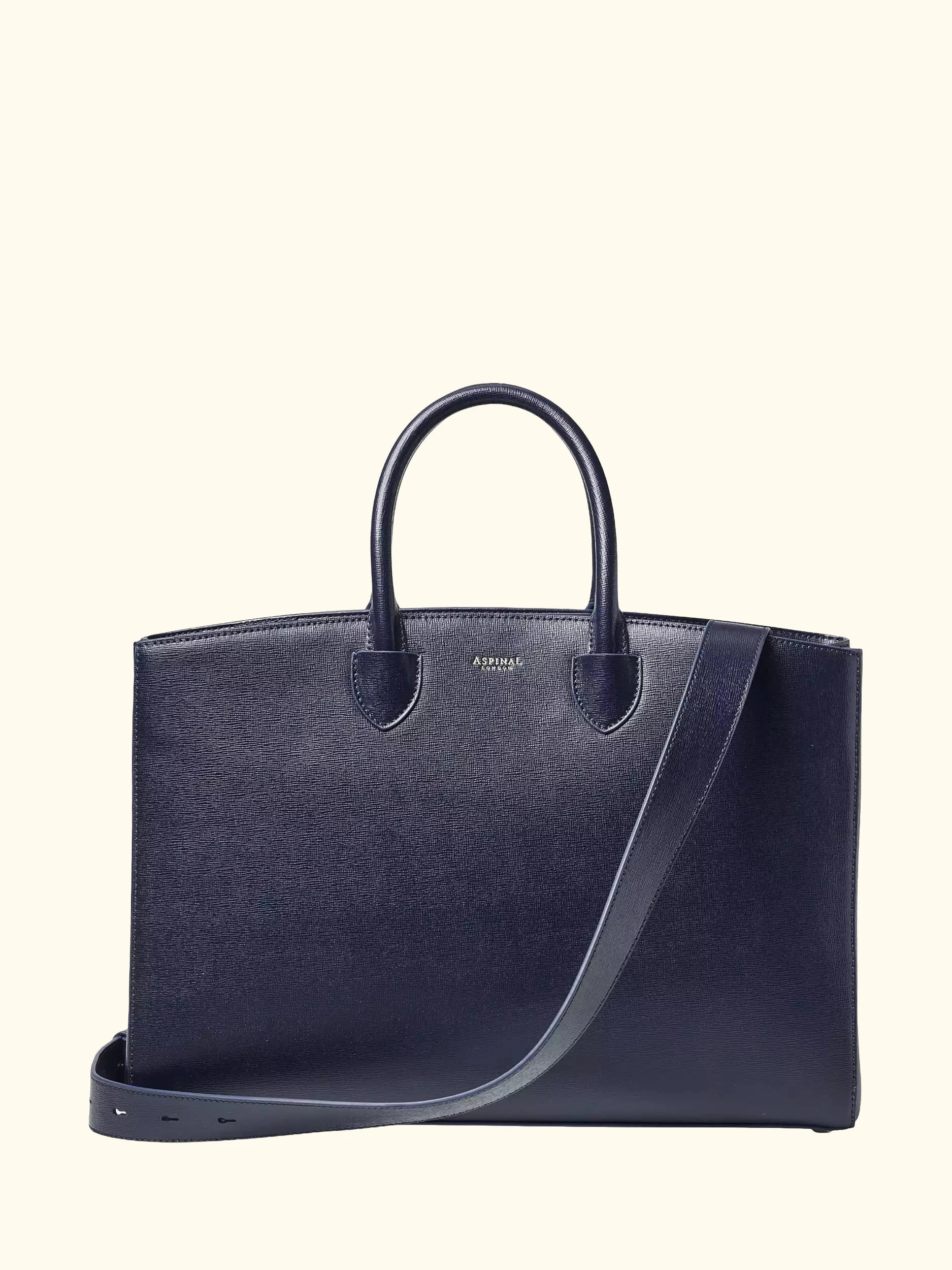 Aspinal of London Madison Leather Tote Bag, Navy