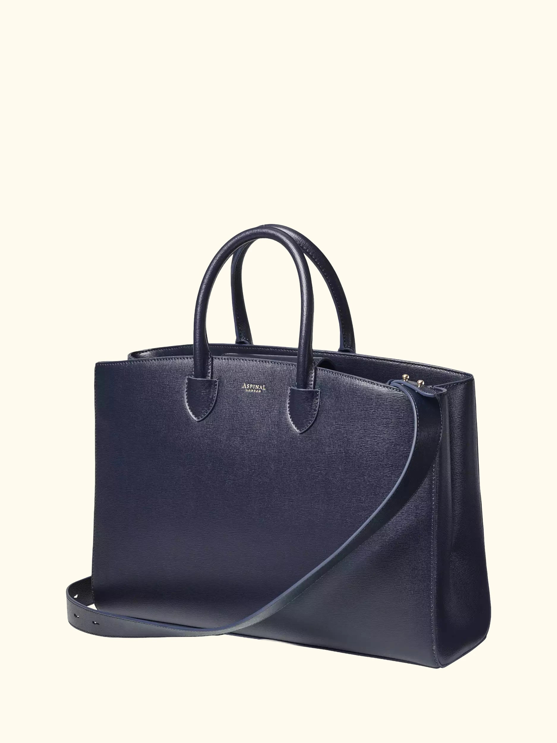 Aspinal of London Madison Leather Tote Bag, Navy