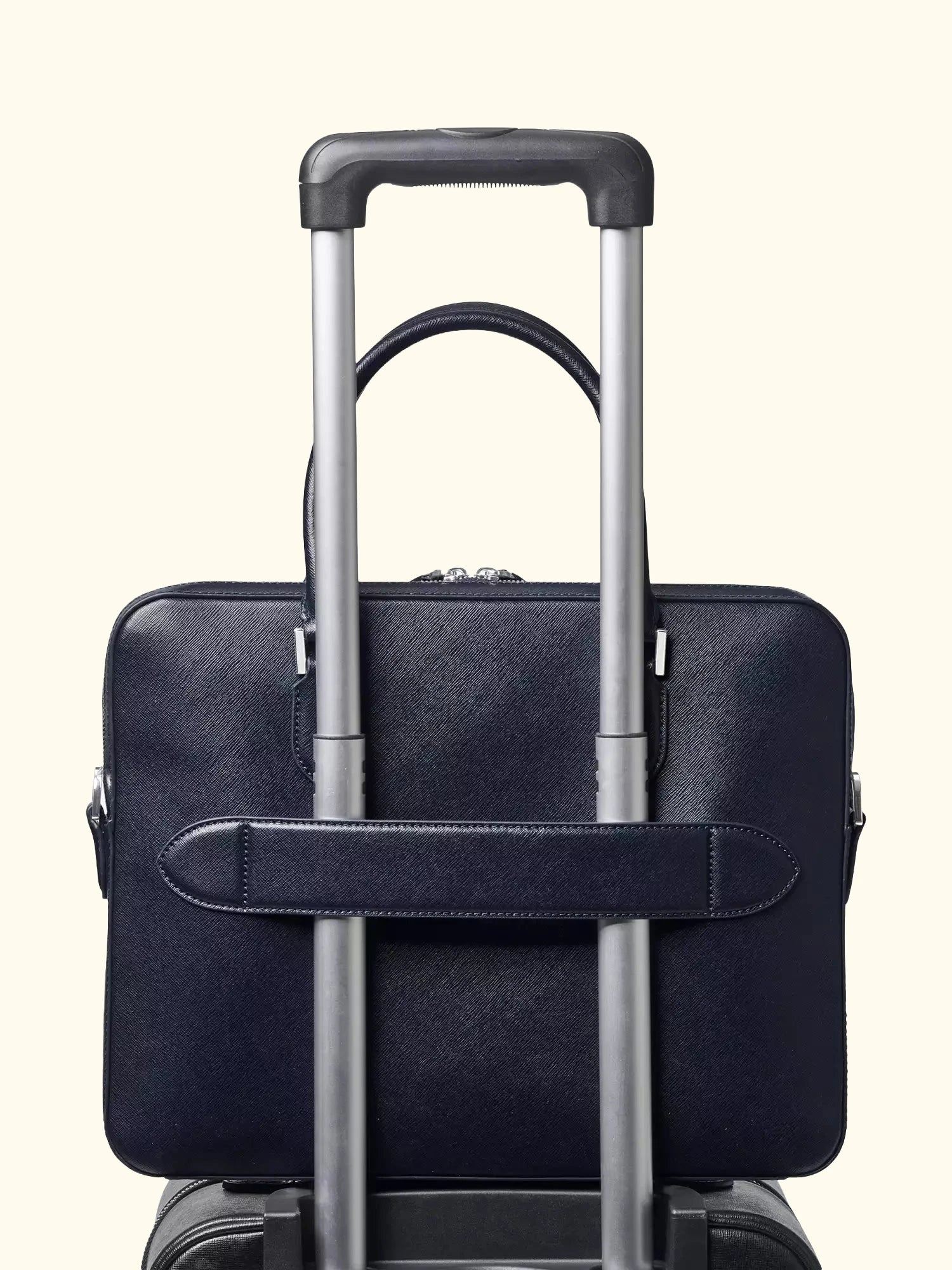 Aspinal of London Slim Leather Briefcase, Navy
