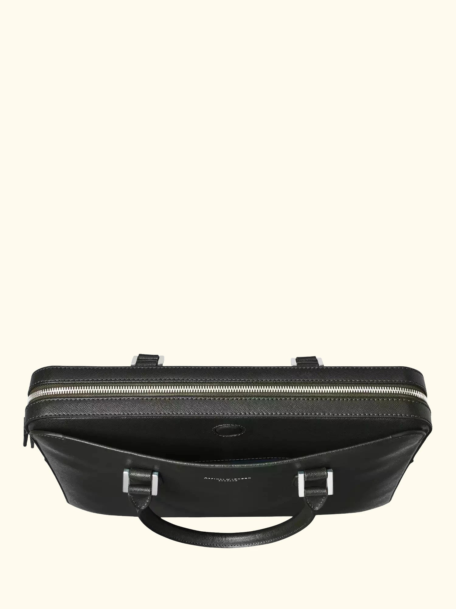 Aspinal of London Slim Leather Briefcase, Forest Green