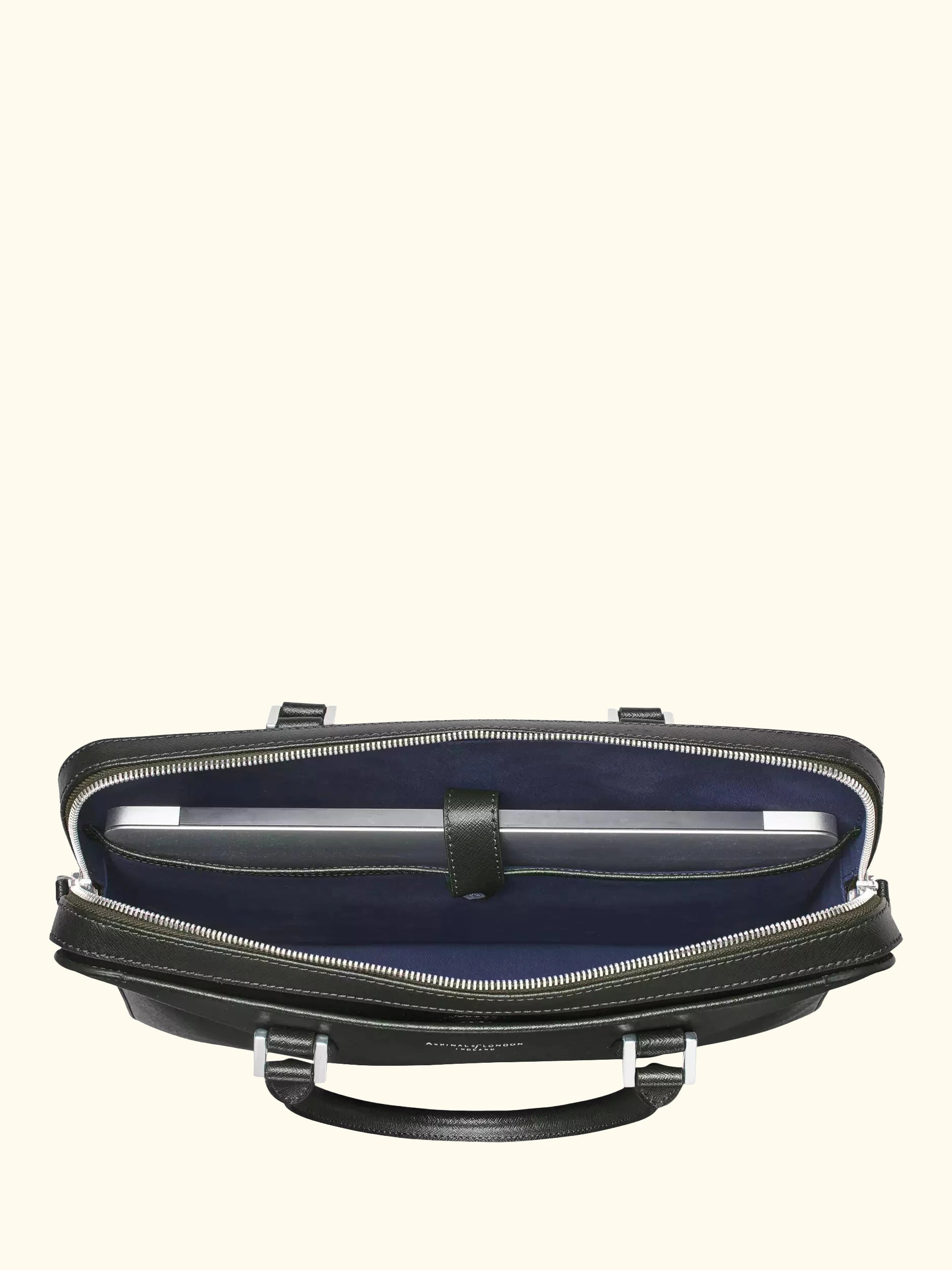 Aspinal of London Slim Leather Briefcase, Forest Green