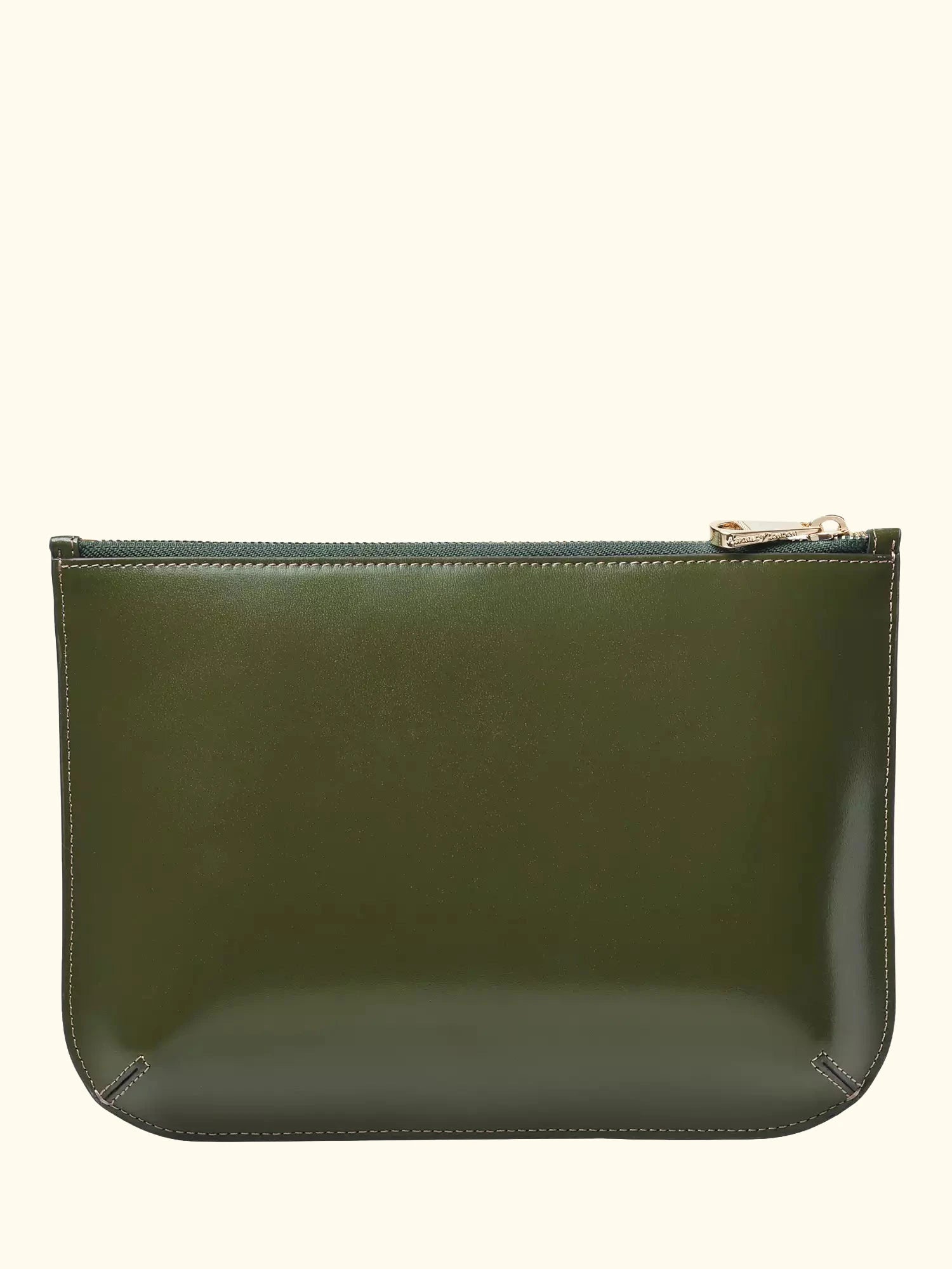 Aspinal of London Large Ella Leather Pouch, Moss Green
