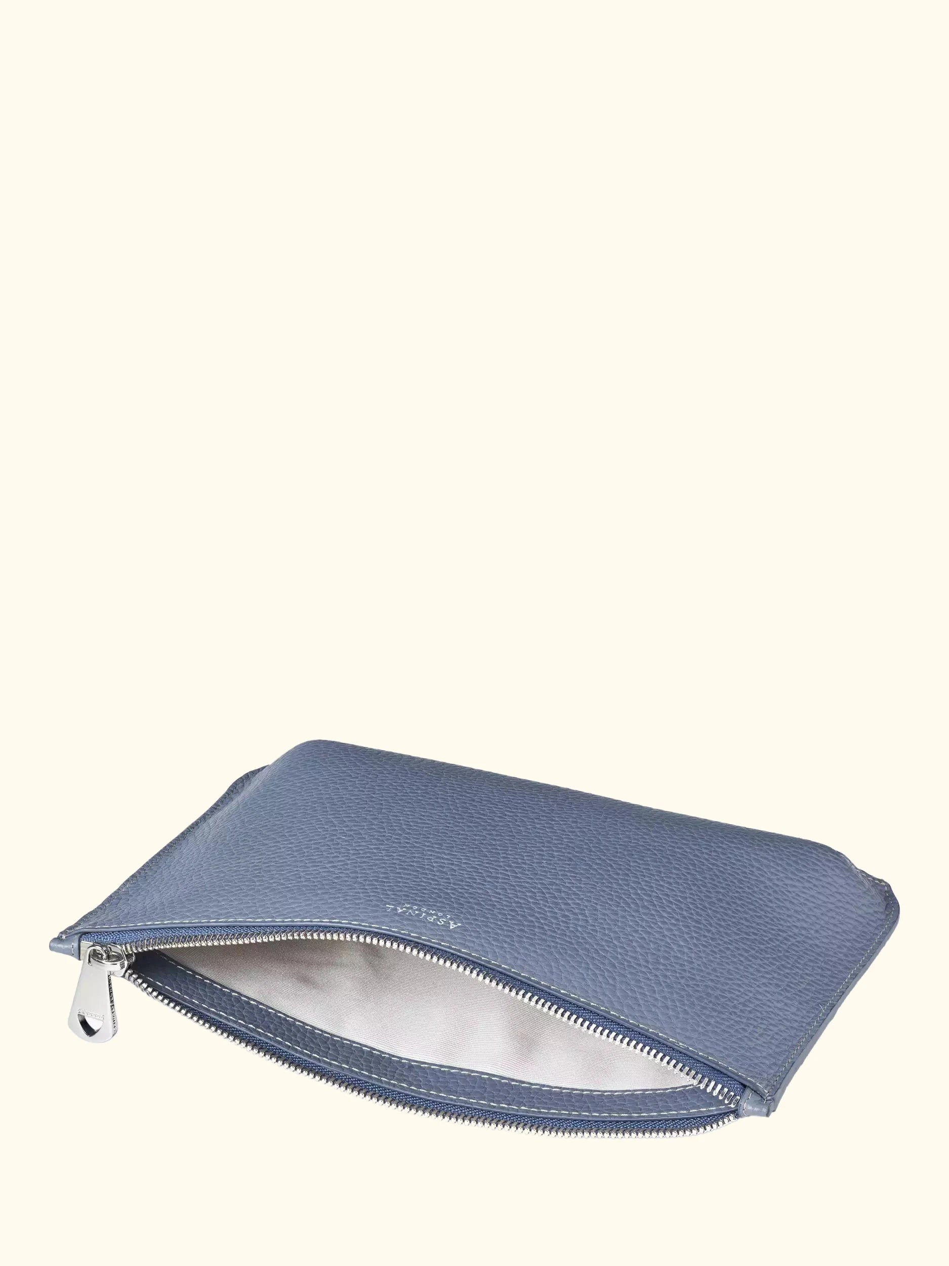 Aspinal of London Large Ella Leather Pouch, Heritage Blue