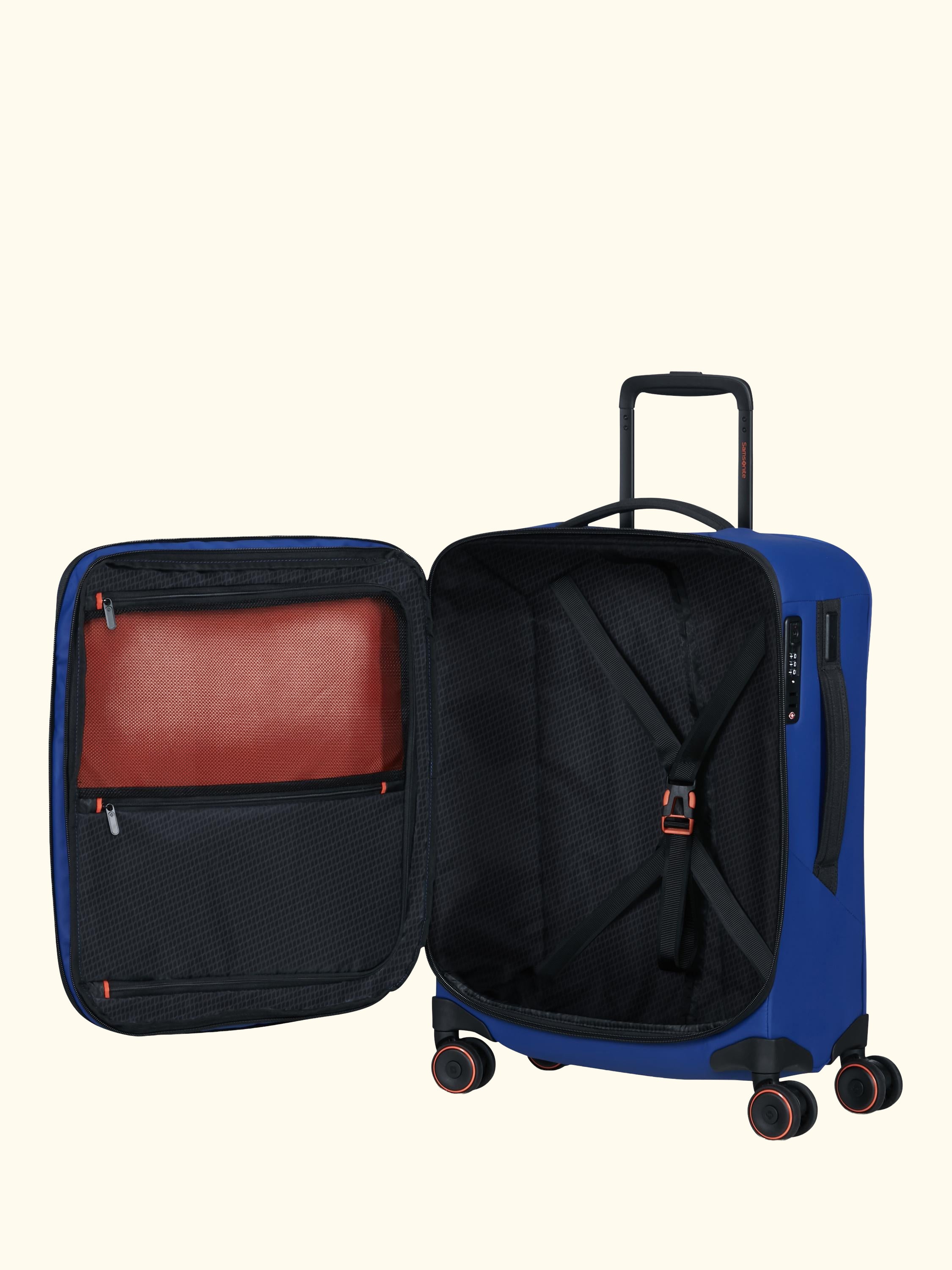 Glazed 55cm Expandable 8-Wheel Suitcase, 44/49L