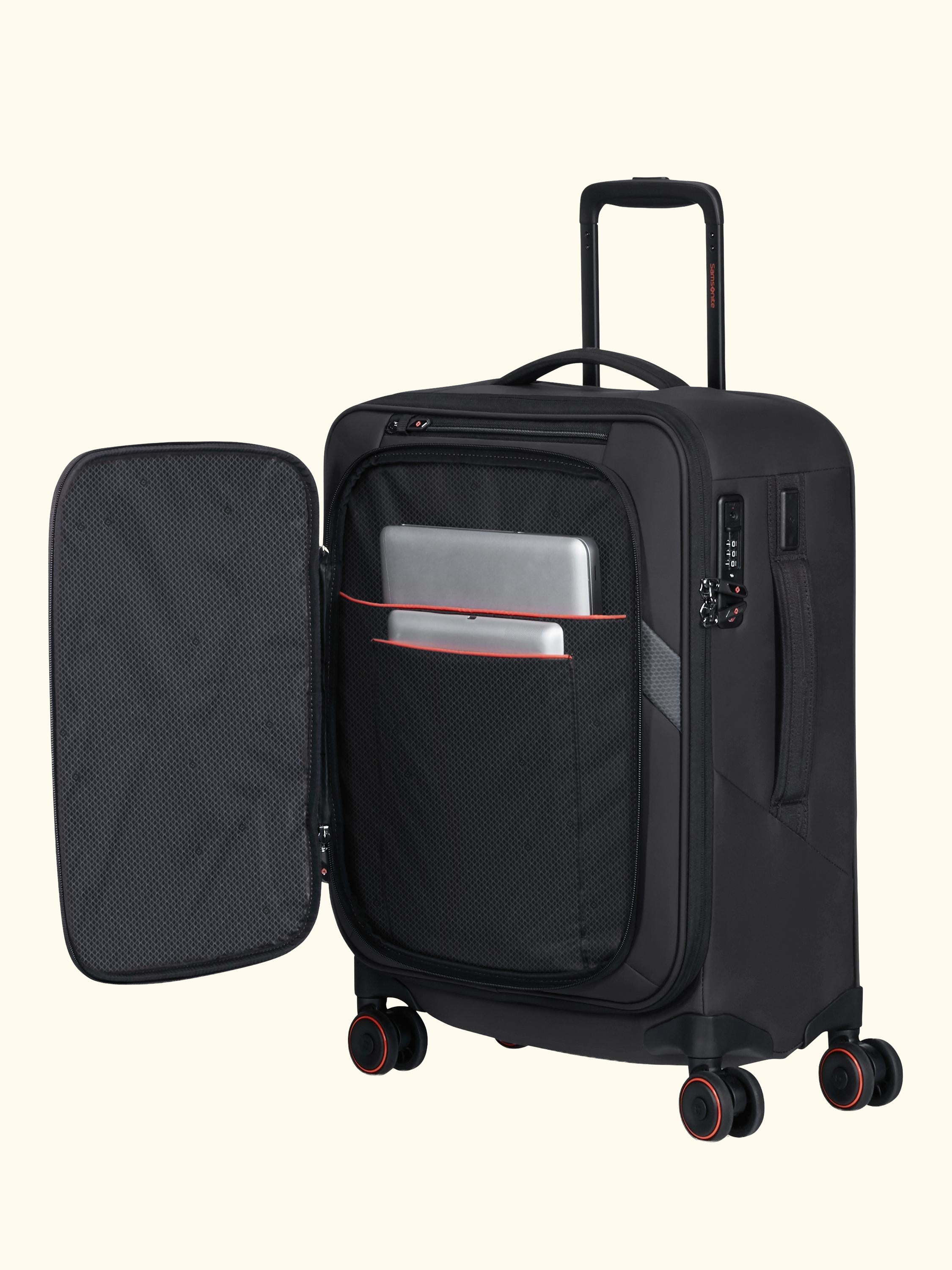 Glazed 55cm Expandable 8-Wheel Suitcase, 44/49L