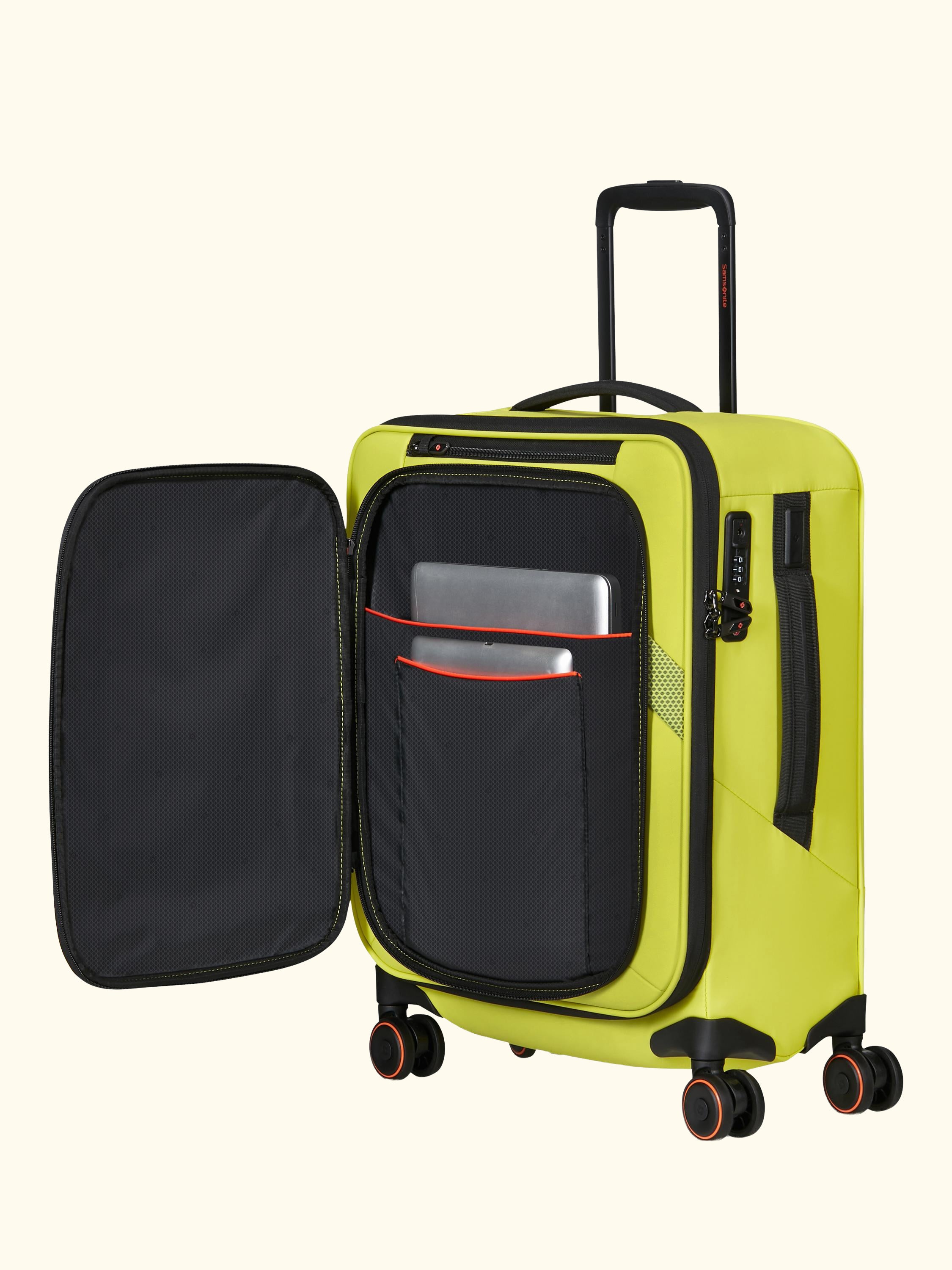Glazed 55cm Expandable 8-Wheel Suitcase, 44/49L