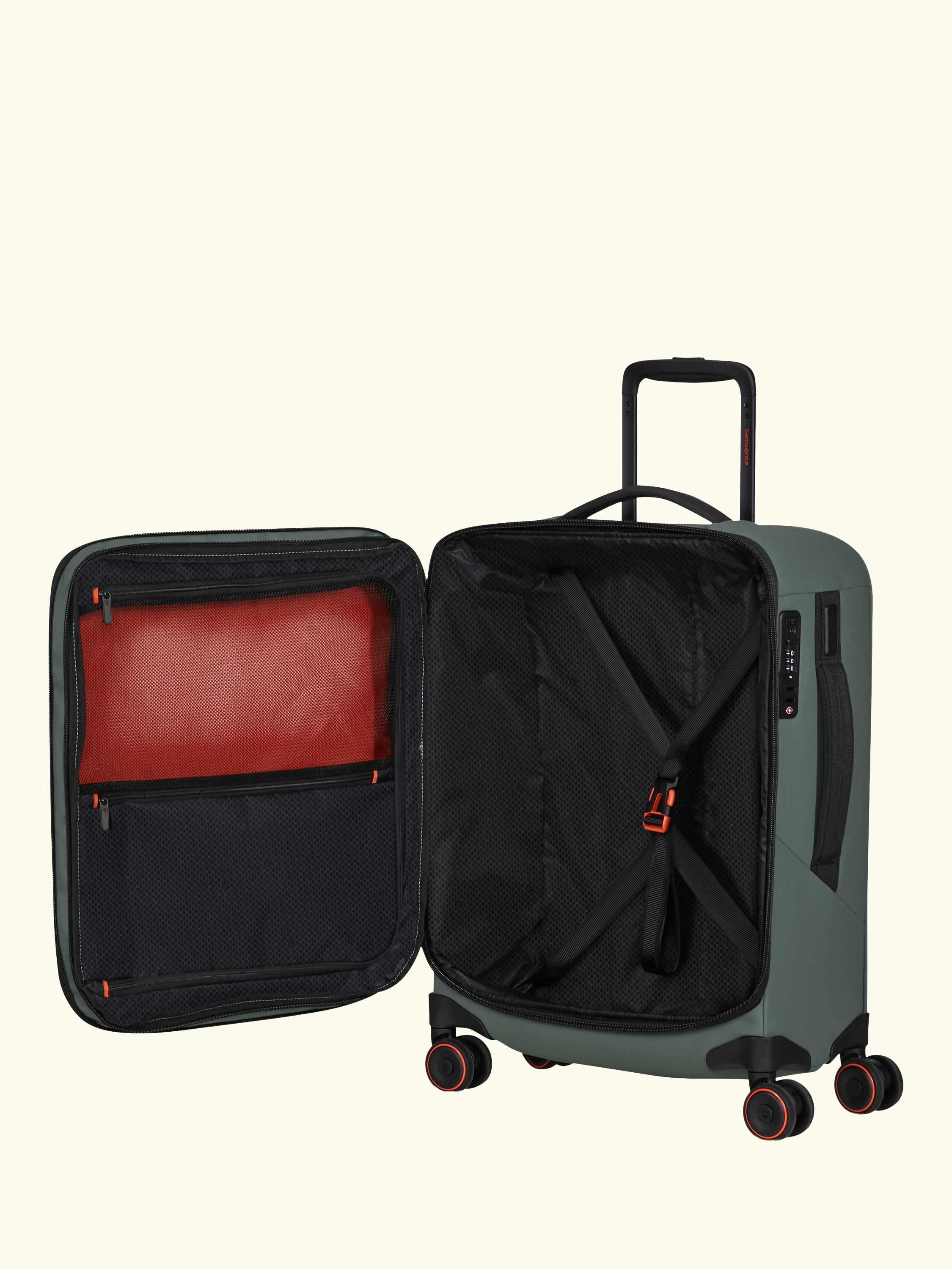 Glazed 55cm Expandable 8-Wheel Suitcase, 44/49L