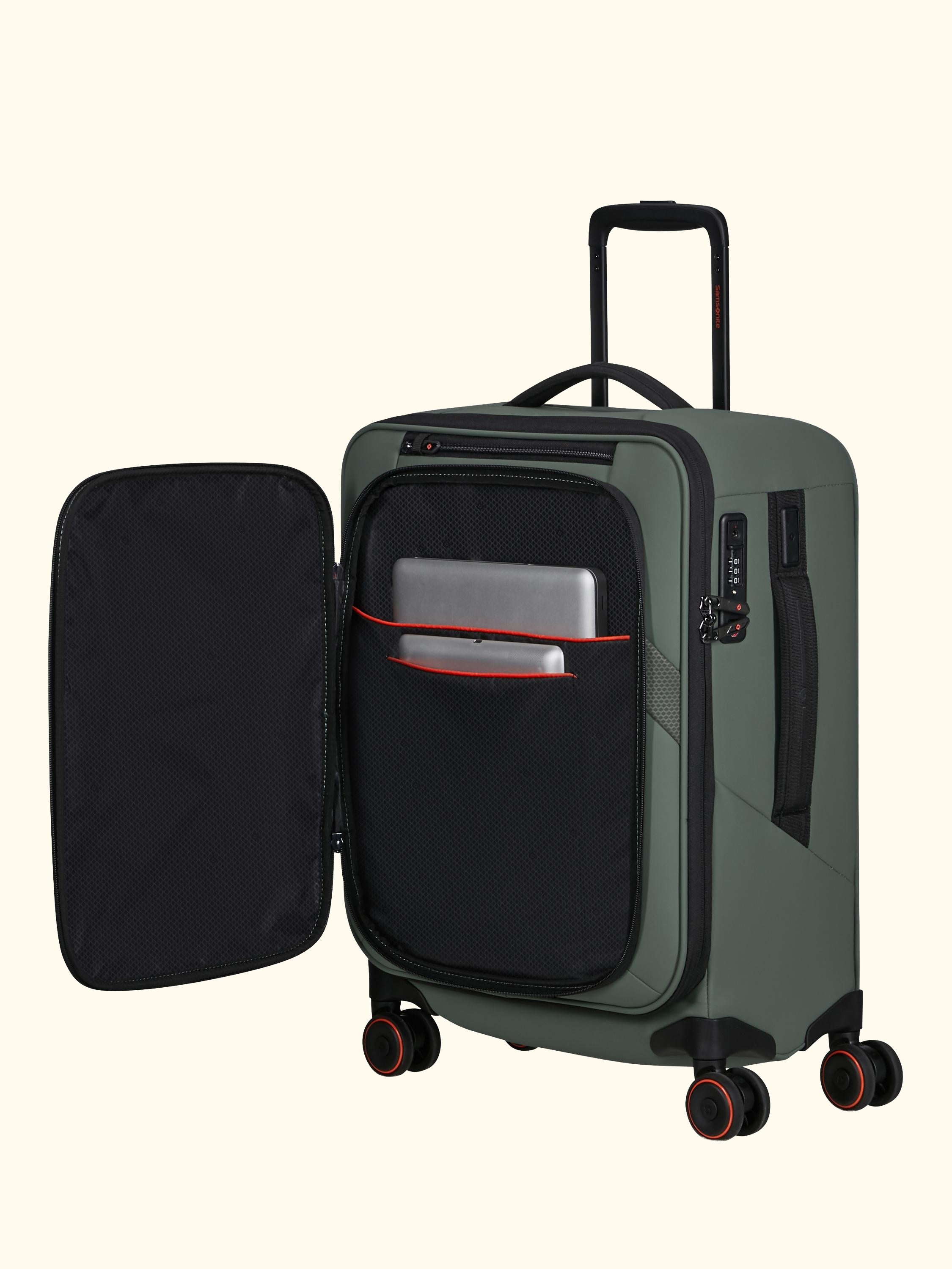Glazed 55cm Expandable 8-Wheel Suitcase, 44/49L
