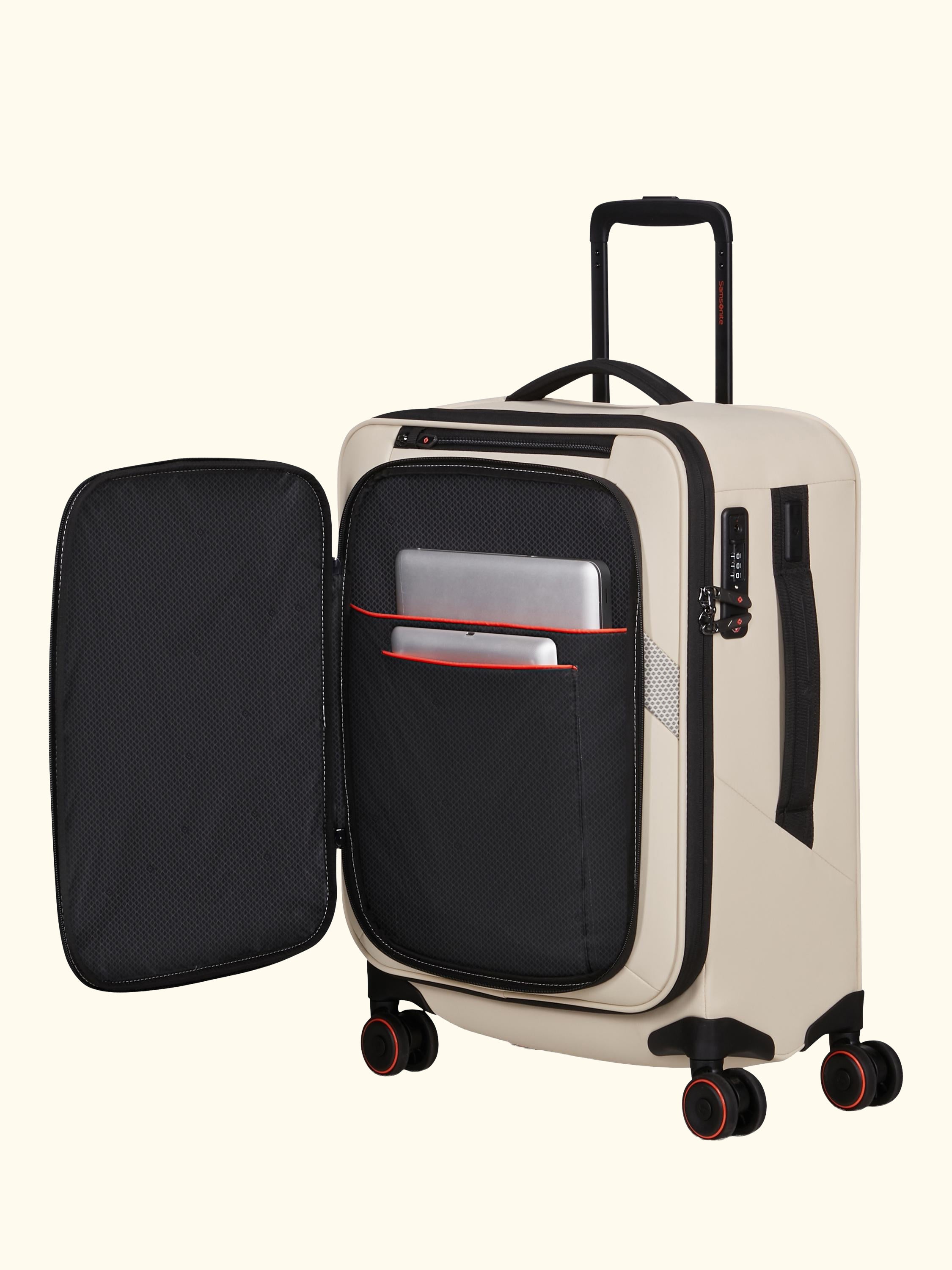 Glazed 55cm Expandable 8-Wheel Suitcase, 44/49L