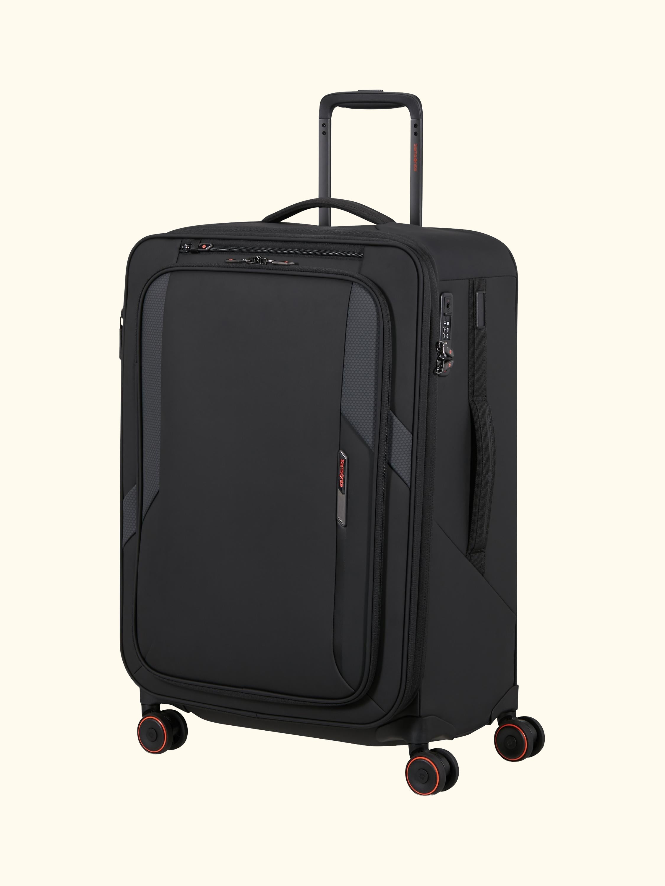 Glazed 67cm Expandable 8-Wheel Suitcase, 83/94L, Black