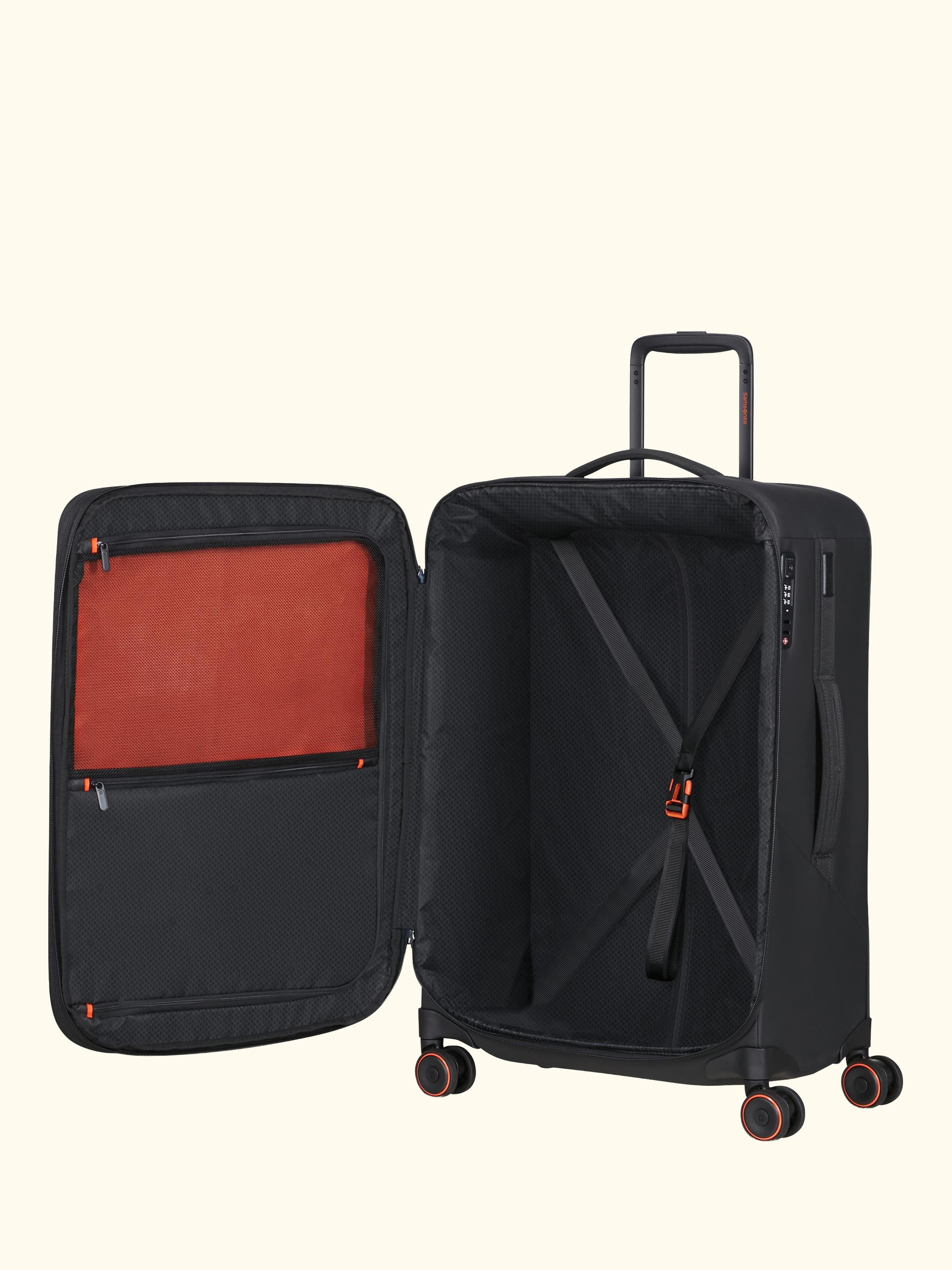 Glazed 67cm Expandable 8-Wheel Suitcase, 83/94L, Black