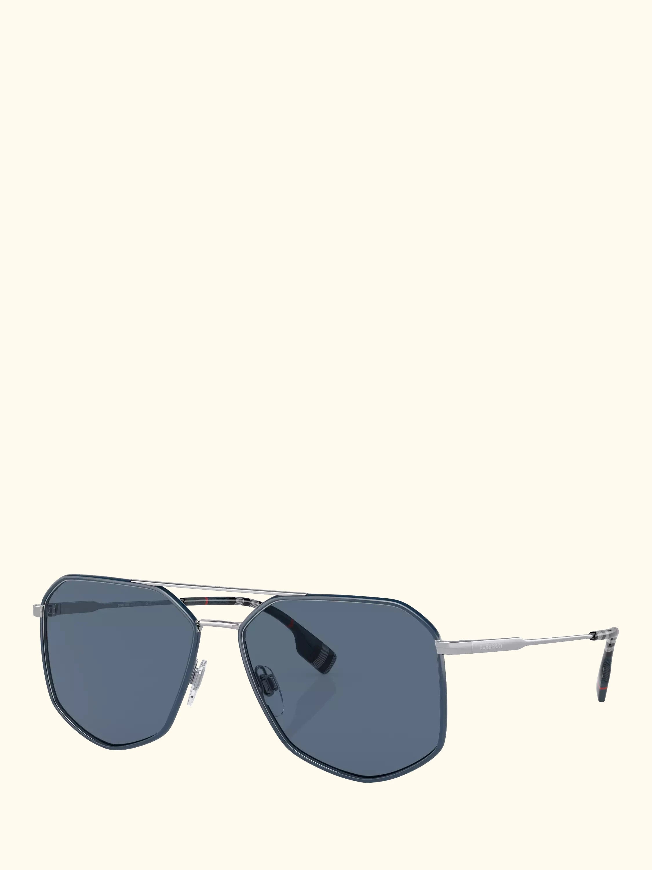 Burberry BE3139 Men's Irregular Sunglasses, Silver/Blue