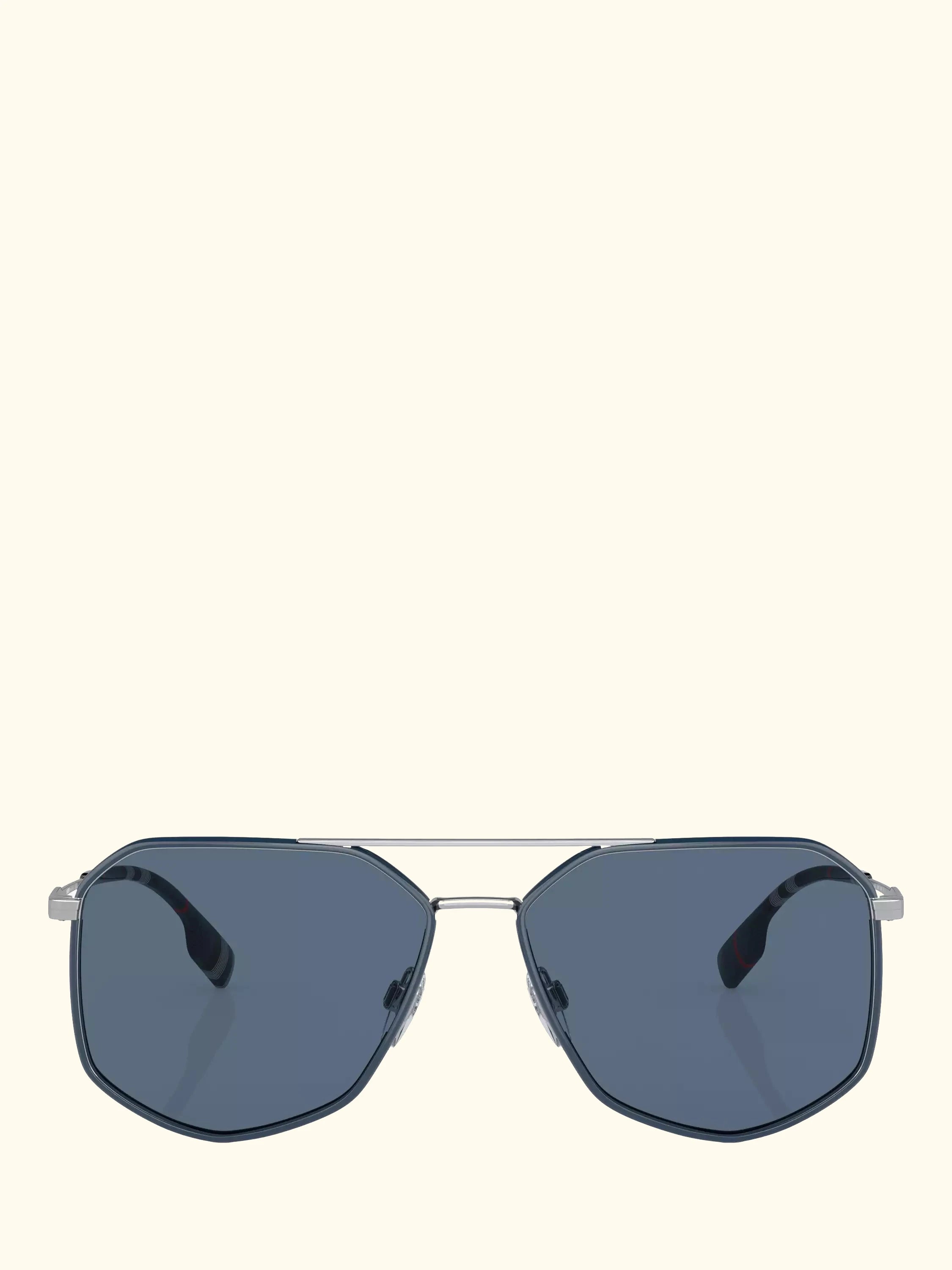 Burberry BE3139 Men's Irregular Sunglasses, Silver/Blue