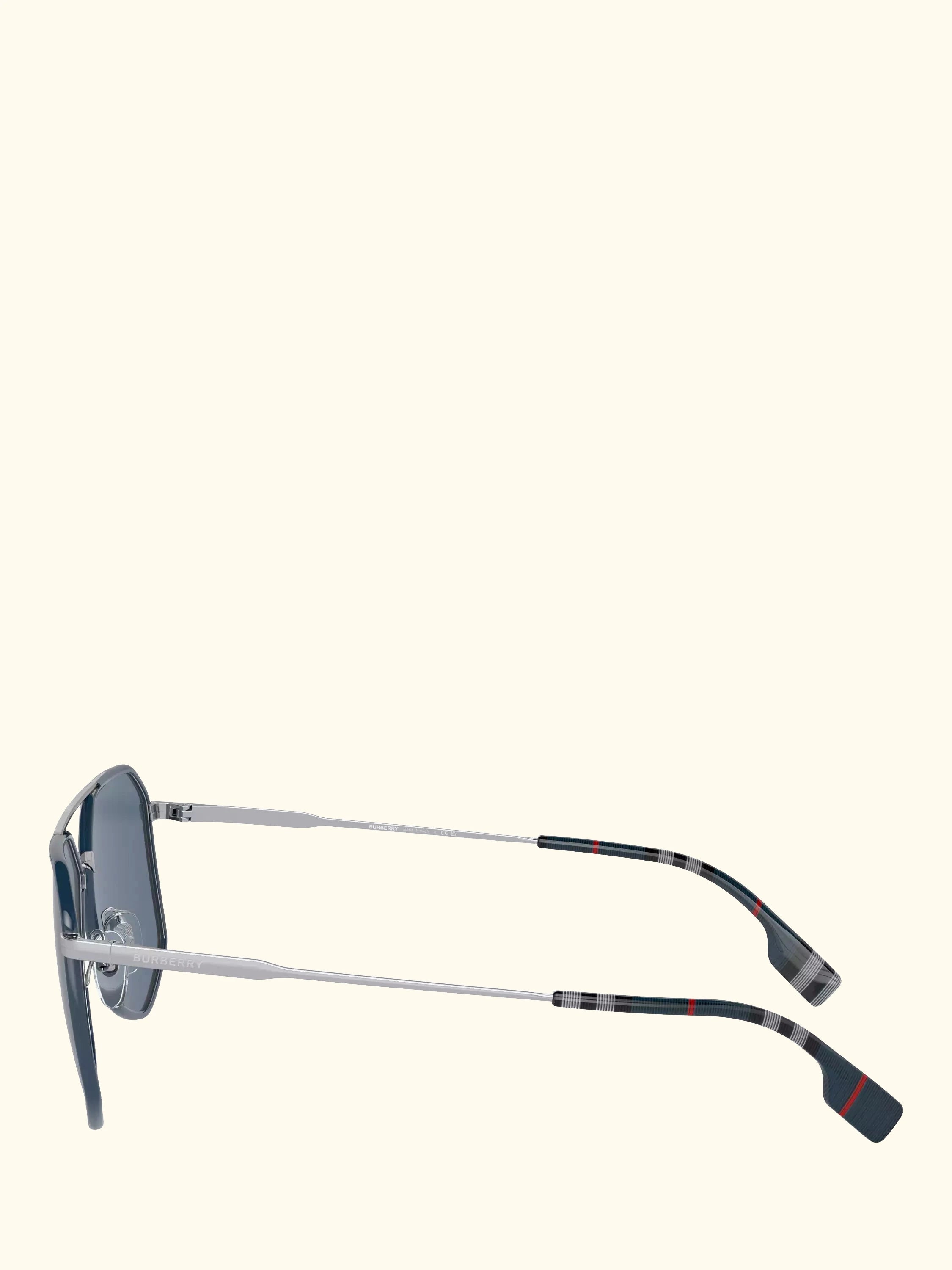 Burberry BE3139 Men's Irregular Sunglasses, Silver/Blue