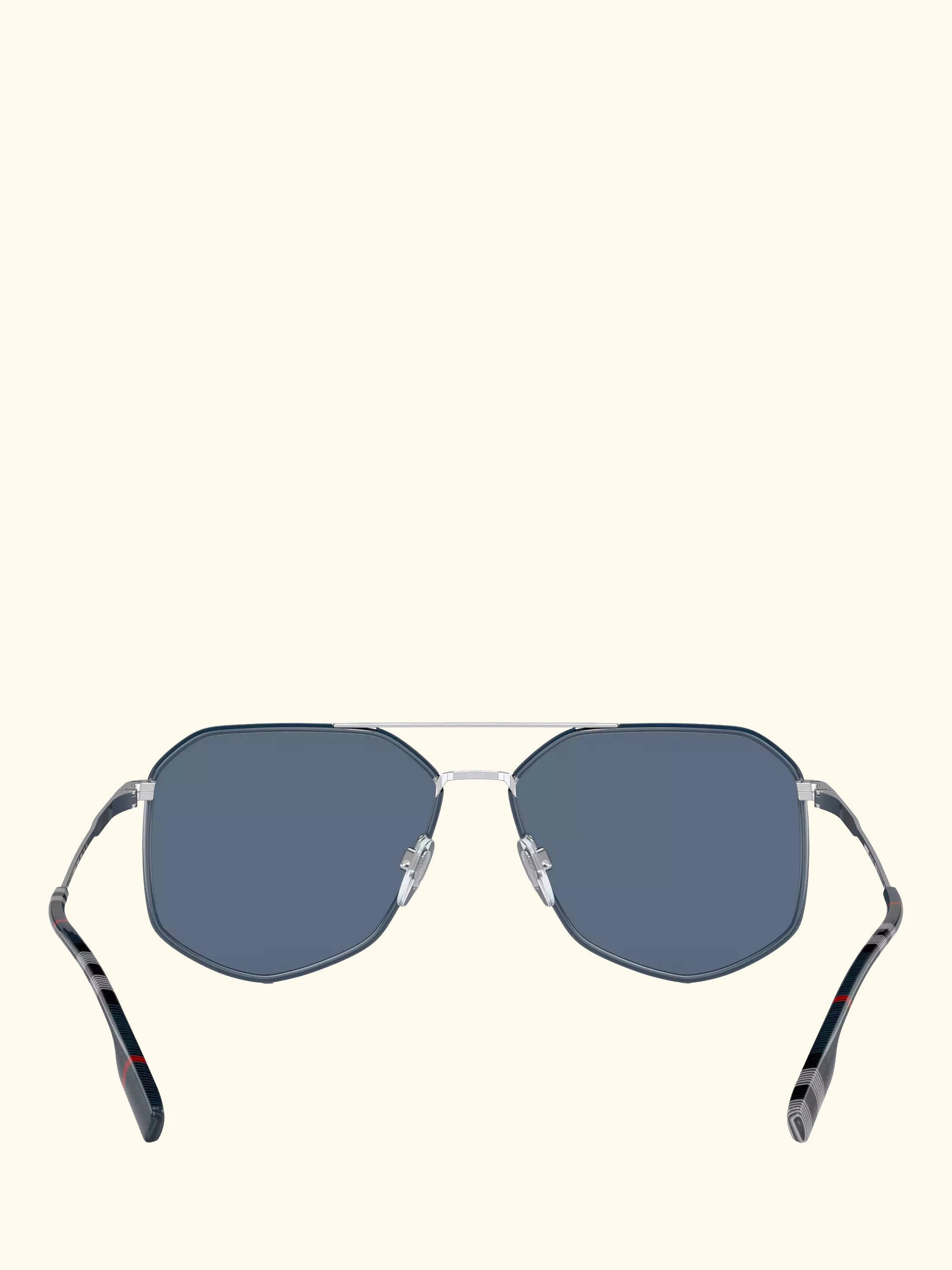 Burberry BE3139 Men's Irregular Sunglasses, Silver/Blue