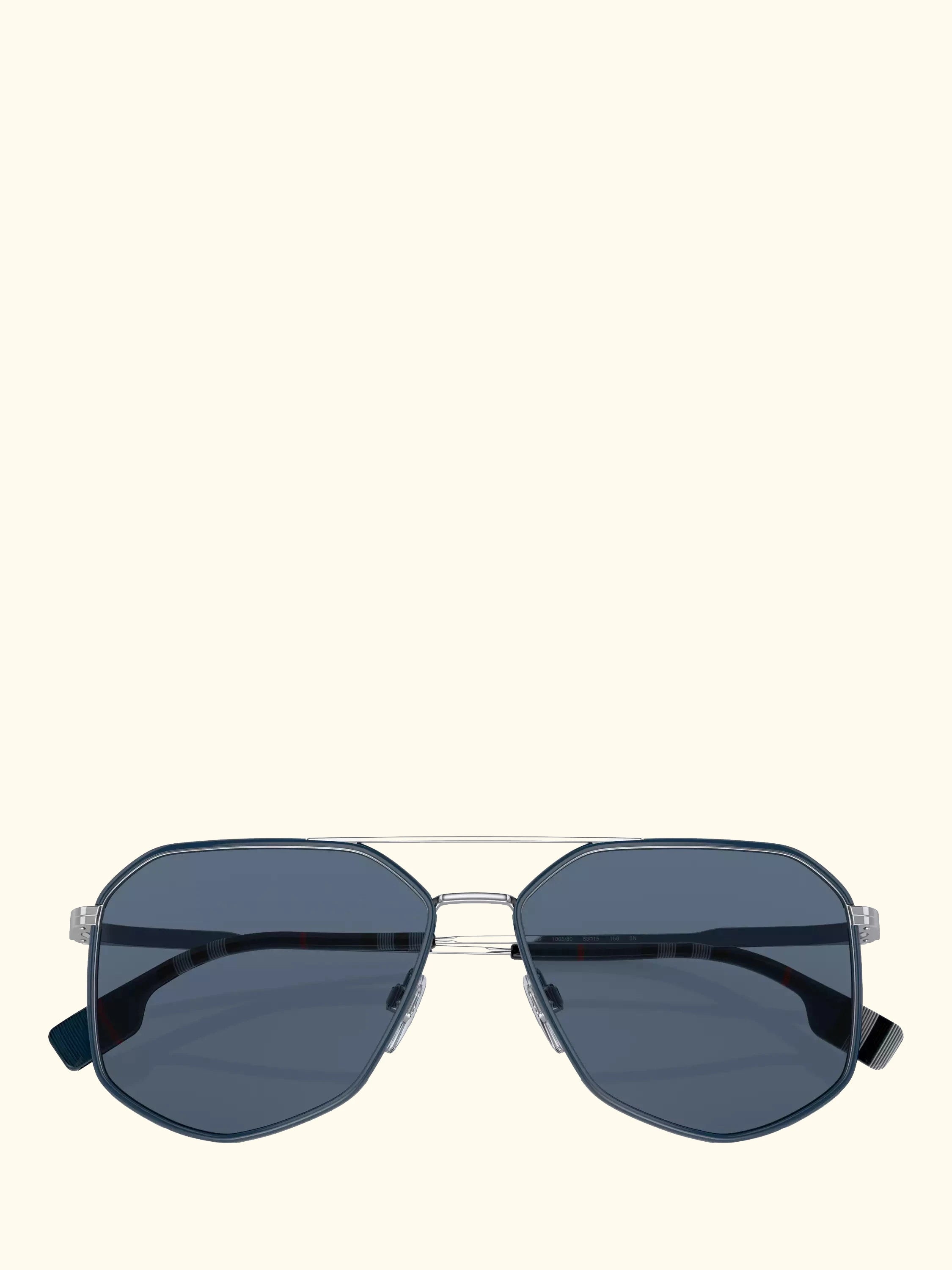 Burberry BE3139 Men's Irregular Sunglasses, Silver/Blue