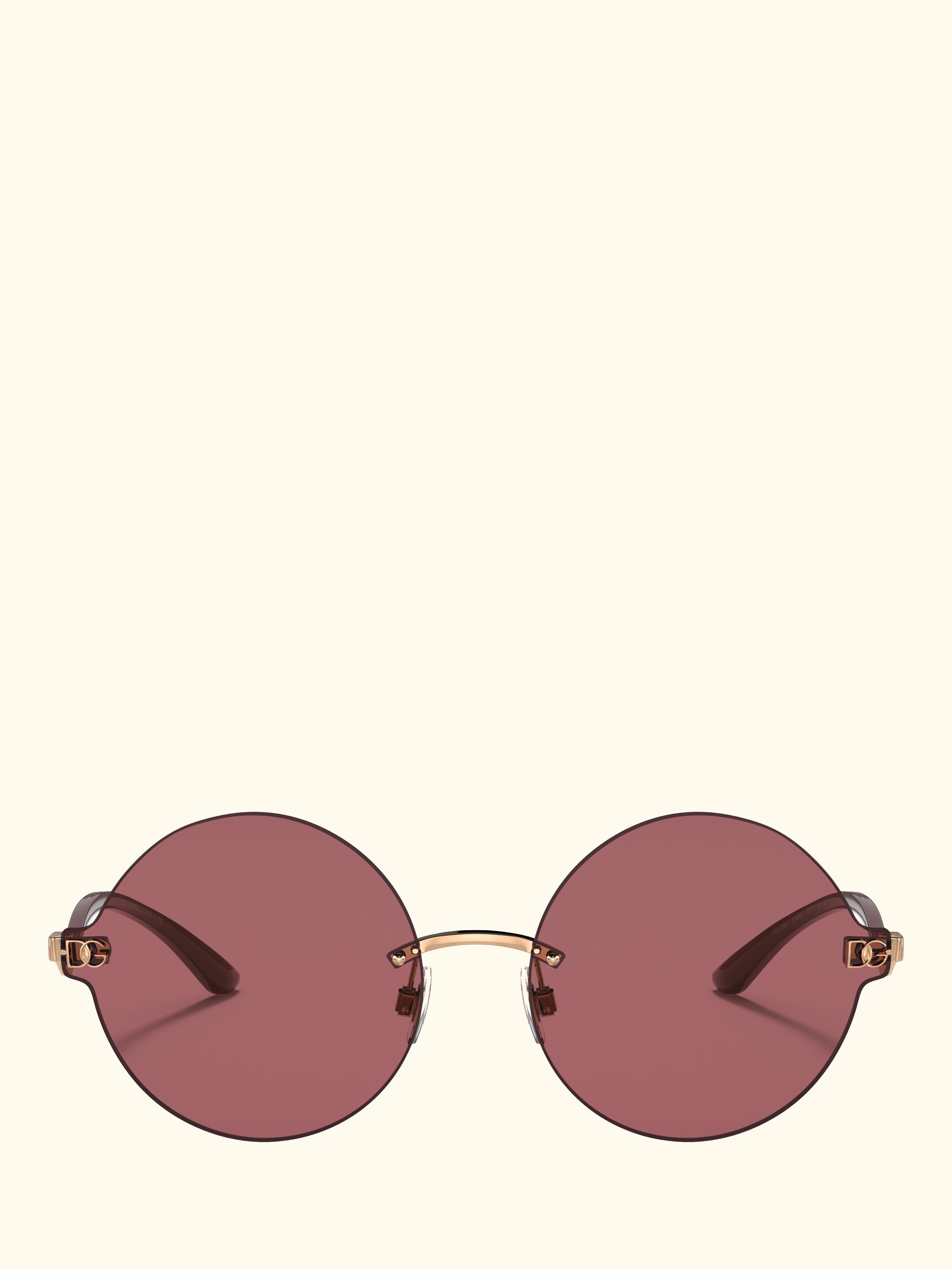DG2269 Women's Round Sunglasses, Pink Gold/Red