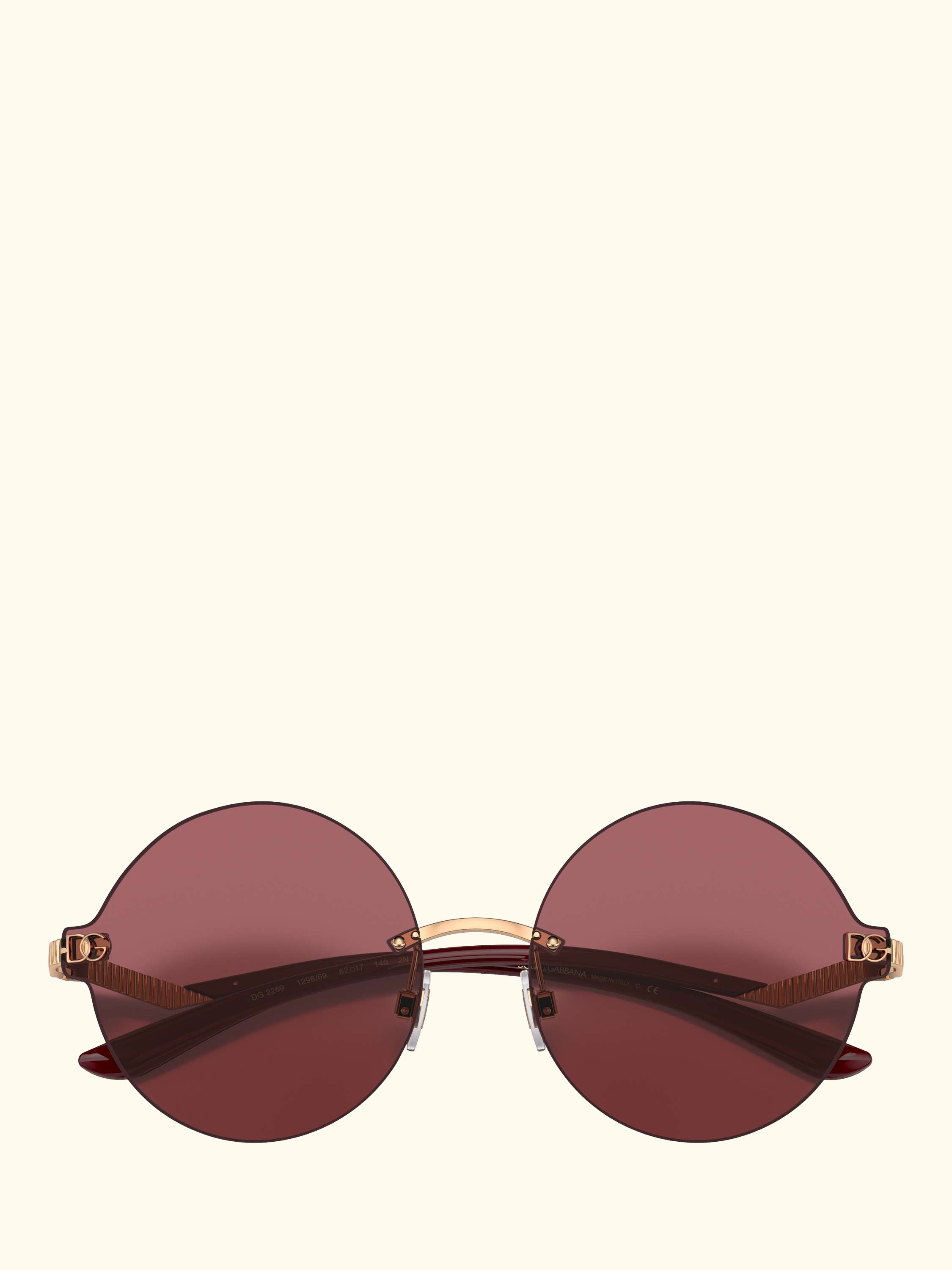 DG2269 Women's Round Sunglasses, Pink Gold/Red