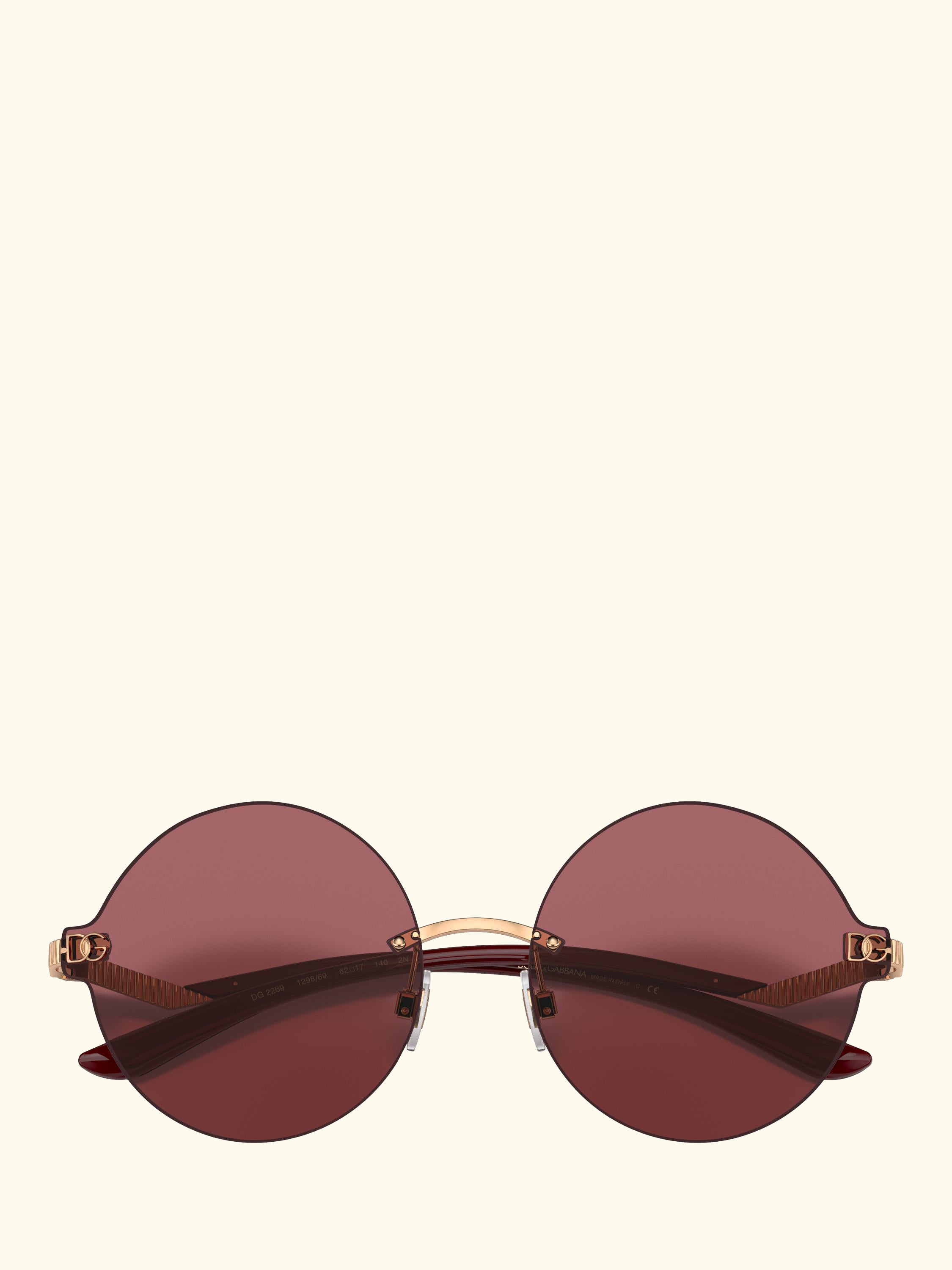 DG2269 Women's Round Sunglasses, Pink Gold/Red