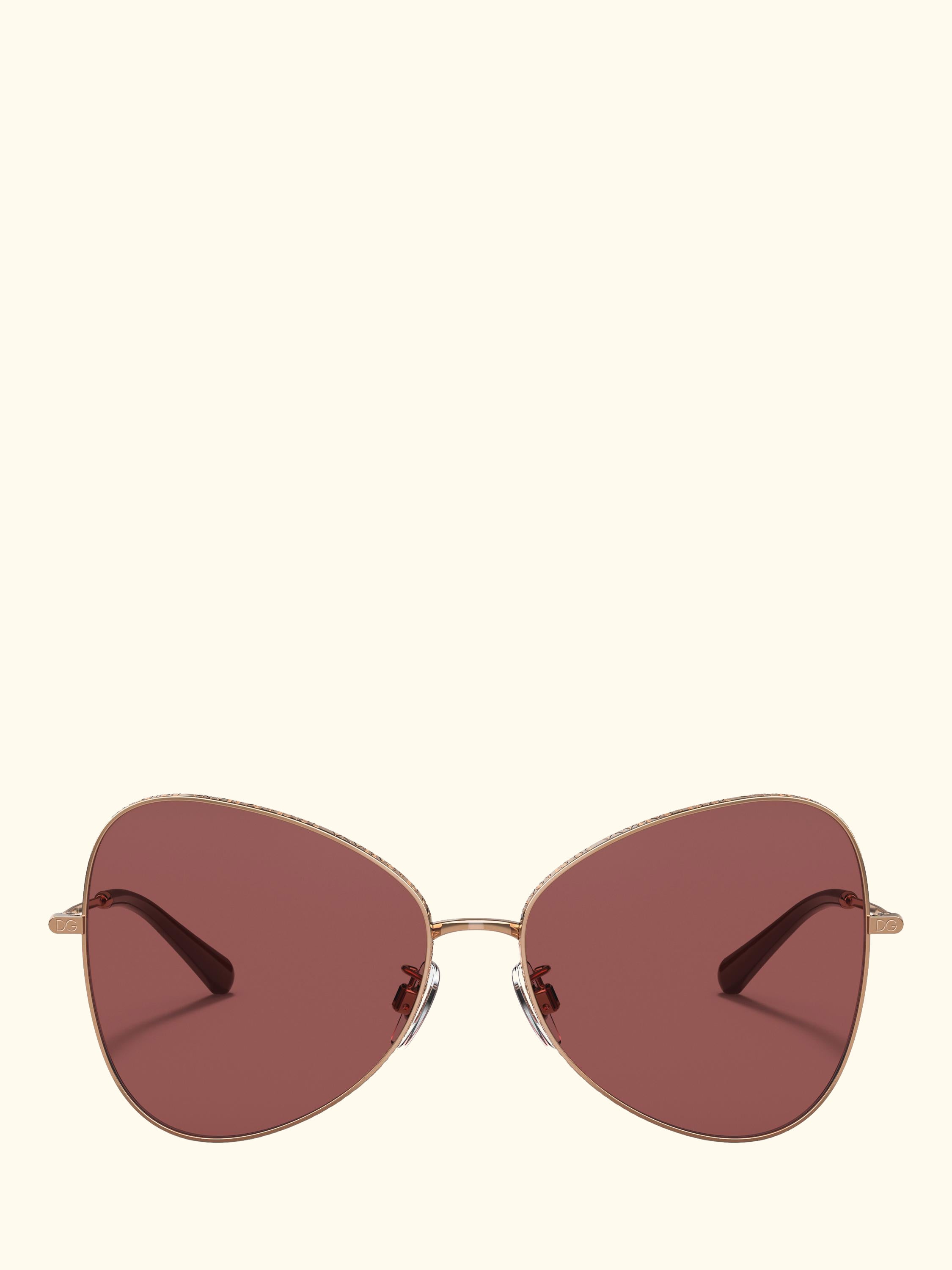 DG2274 Women's Butterfly Sunglasses, Pink Gold/Red
