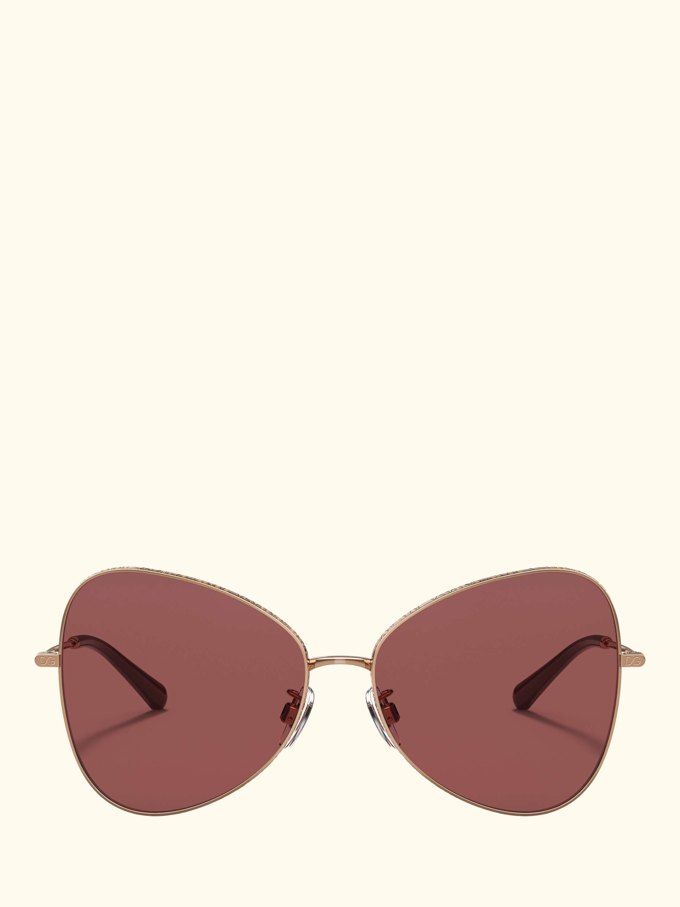 DG2274 Women's Butterfly Sunglasses, Pink Gold/Red