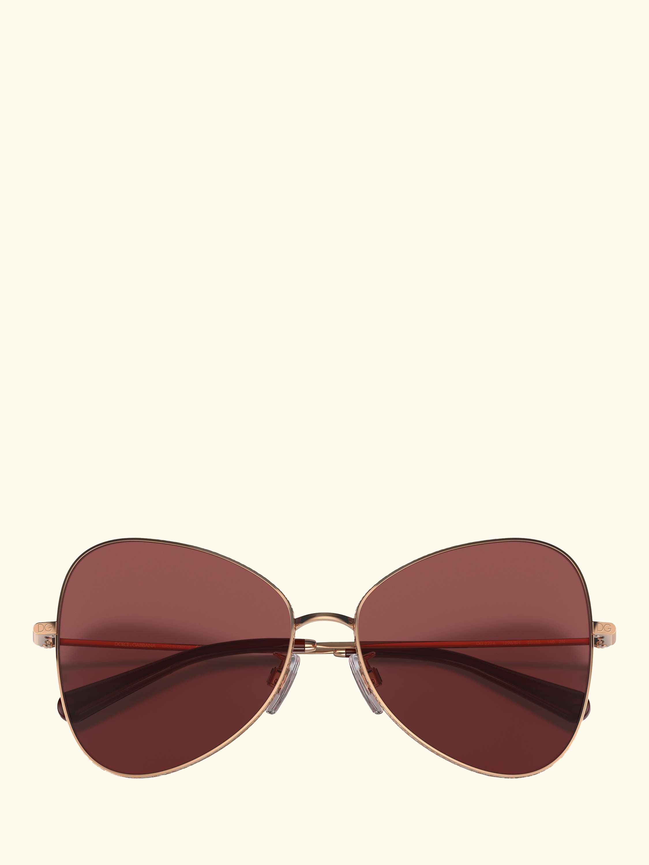 DG2274 Women's Butterfly Sunglasses, Pink Gold/Red