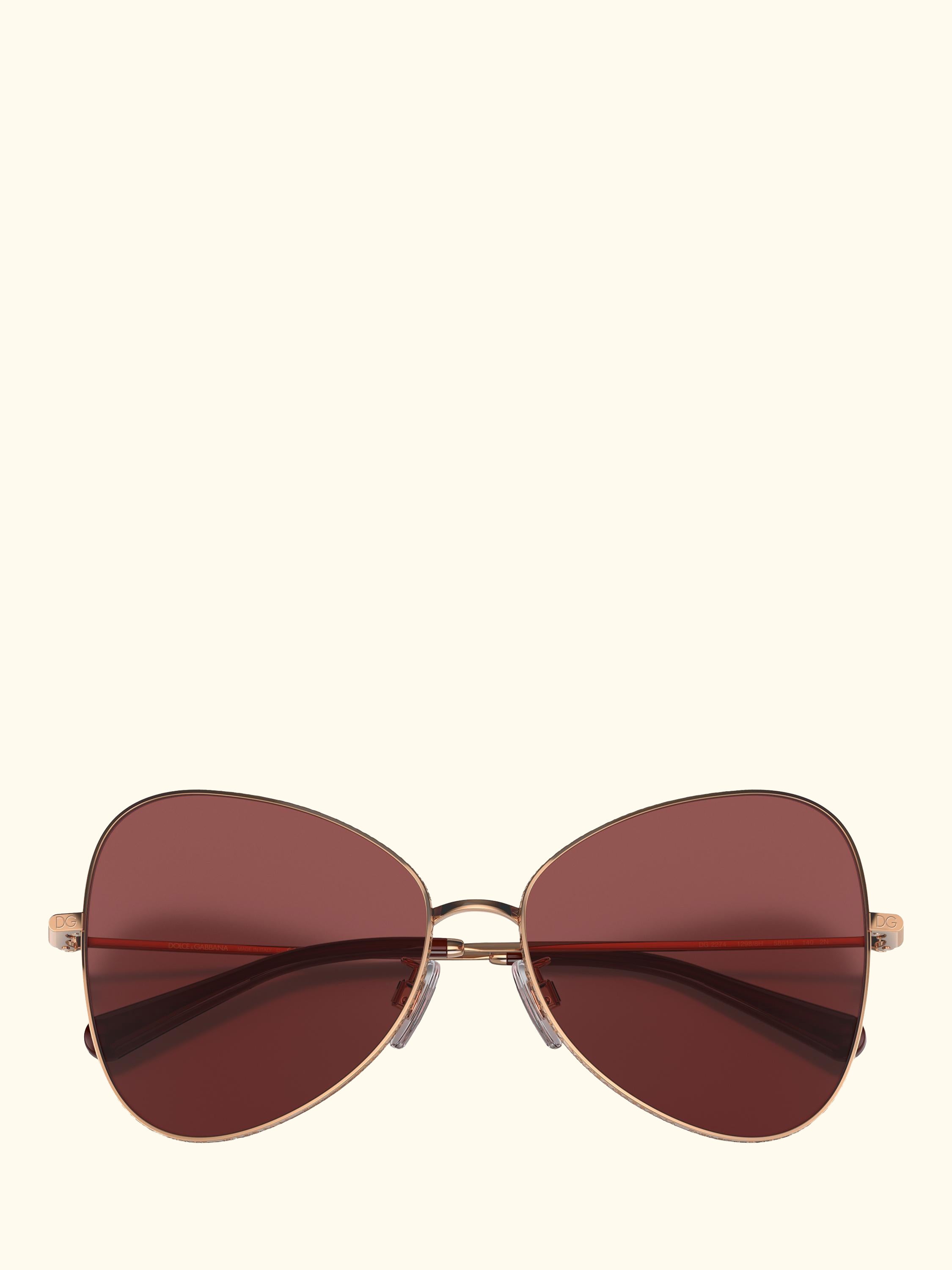 DG2274 Women's Butterfly Sunglasses, Pink Gold/Red