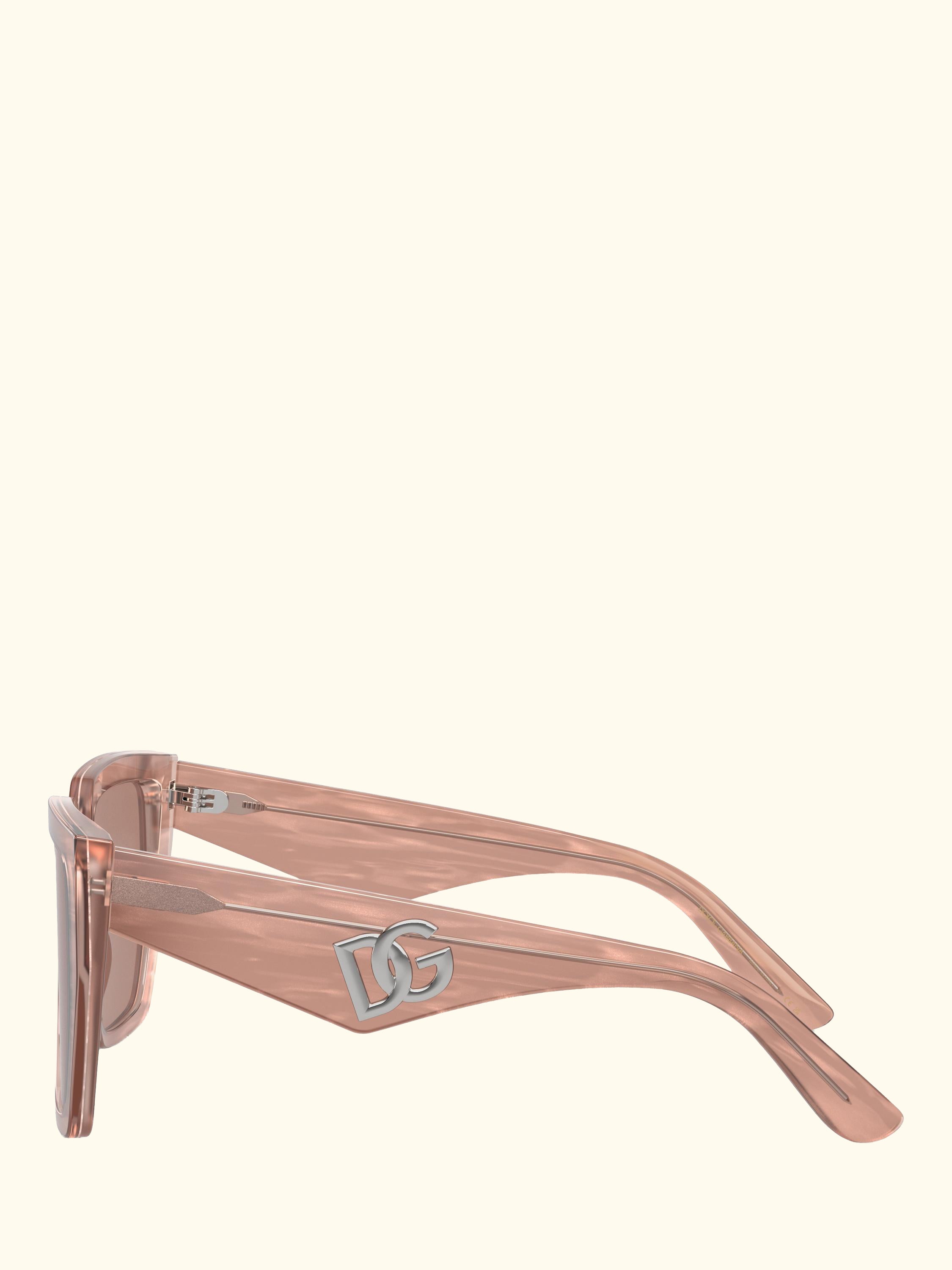 DG4438 Women's Square Sunglasses, Fleur Caramel/Brown