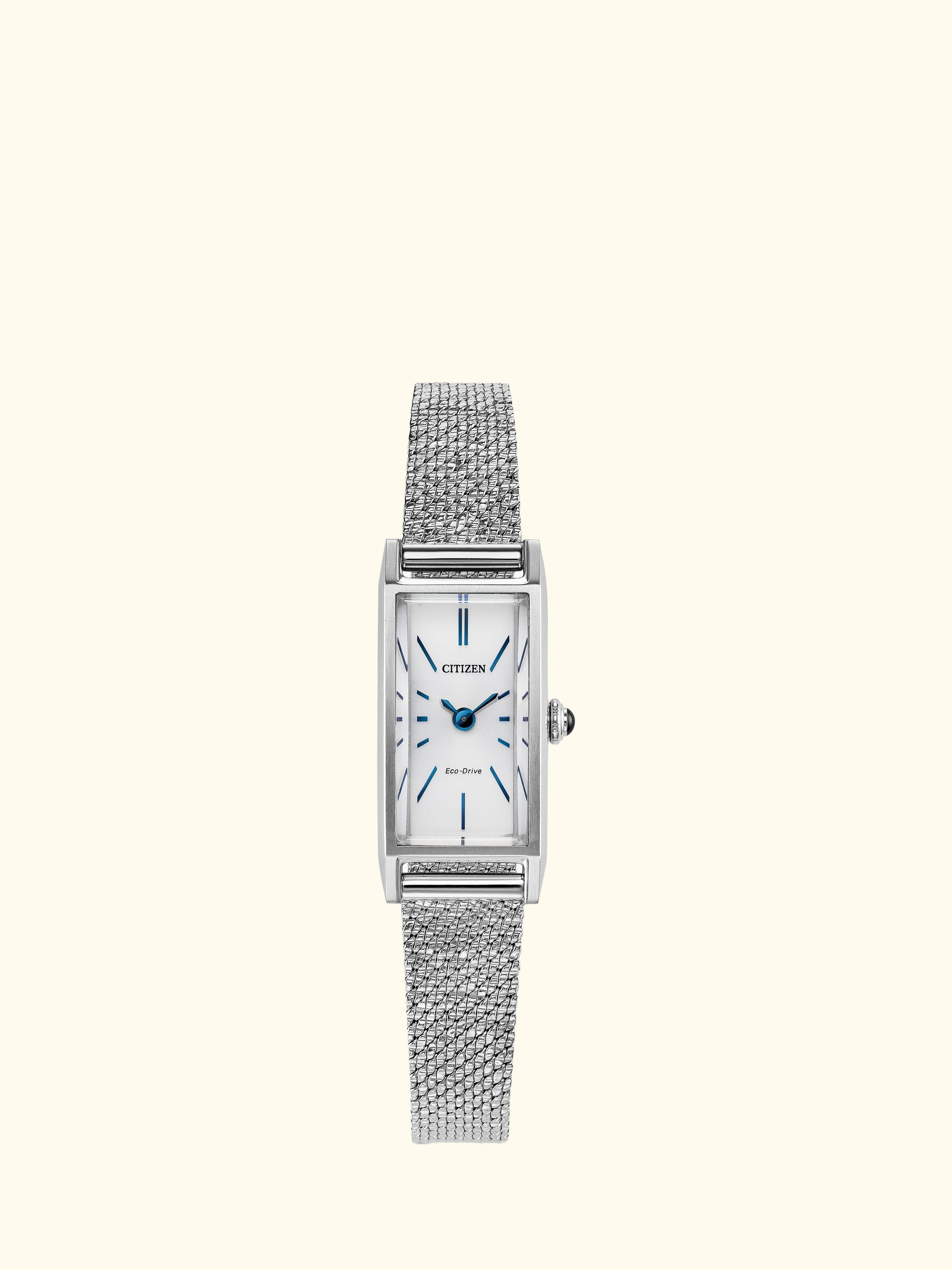 EG7120-51A Women's Fio Rectangular Mesh Strap Watch, Silver