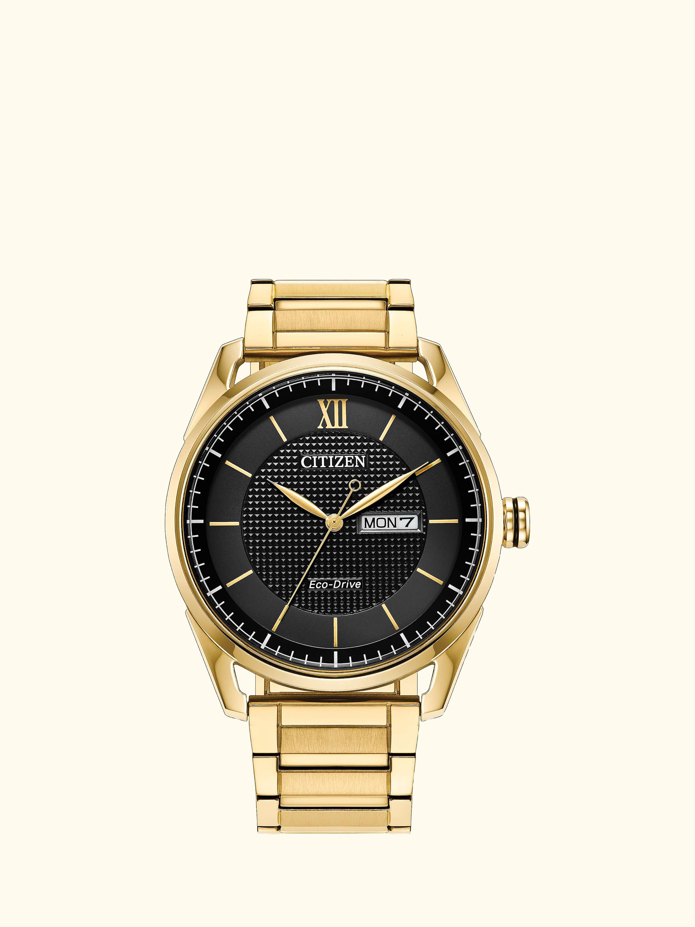AW0089-52E Men's Eco Drive Round Bracelet Strap Watch, Black