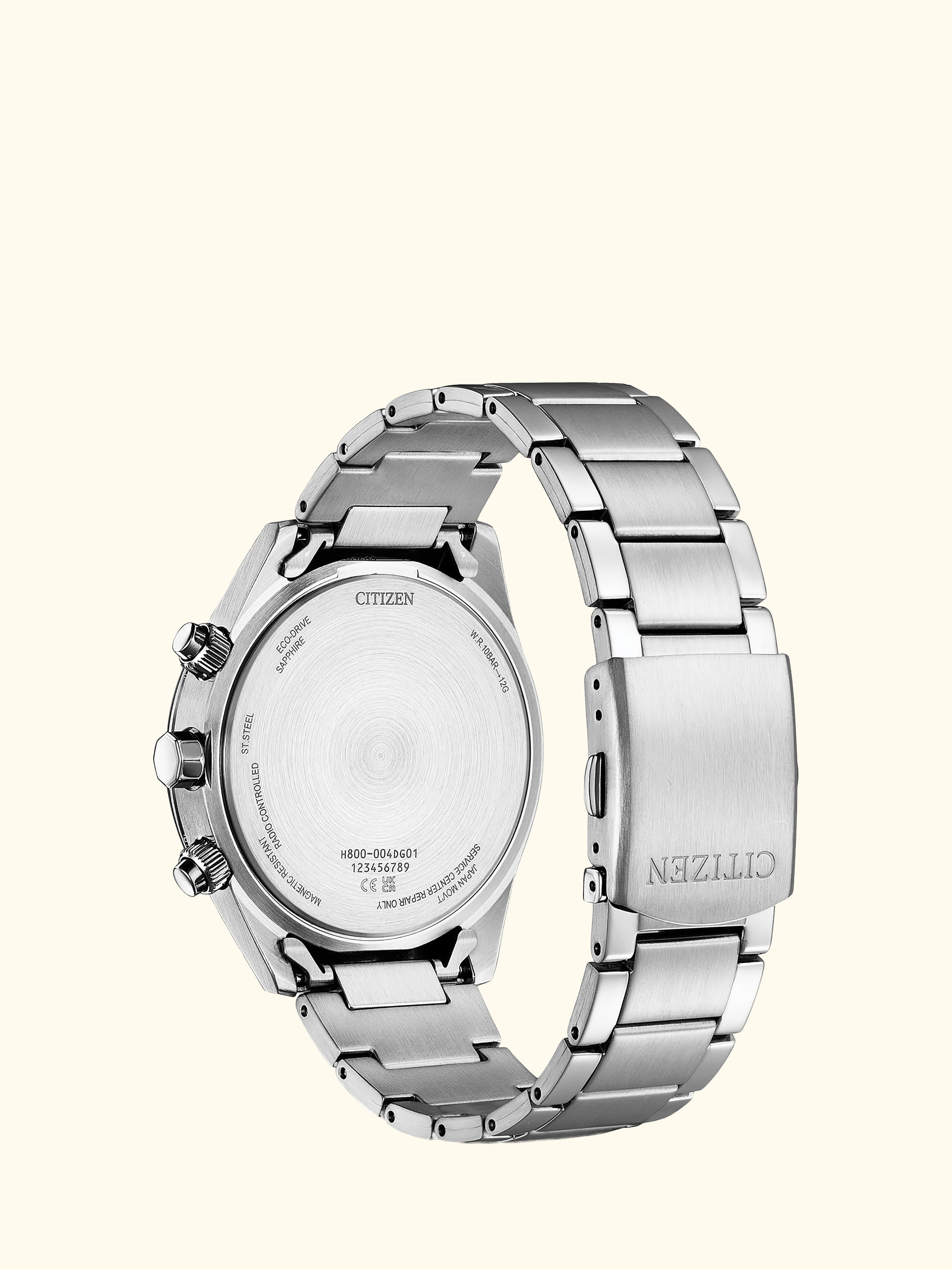 AT8260-85L Mens' World Radio Control Chronograph Bracelet Strap Watch, Silver