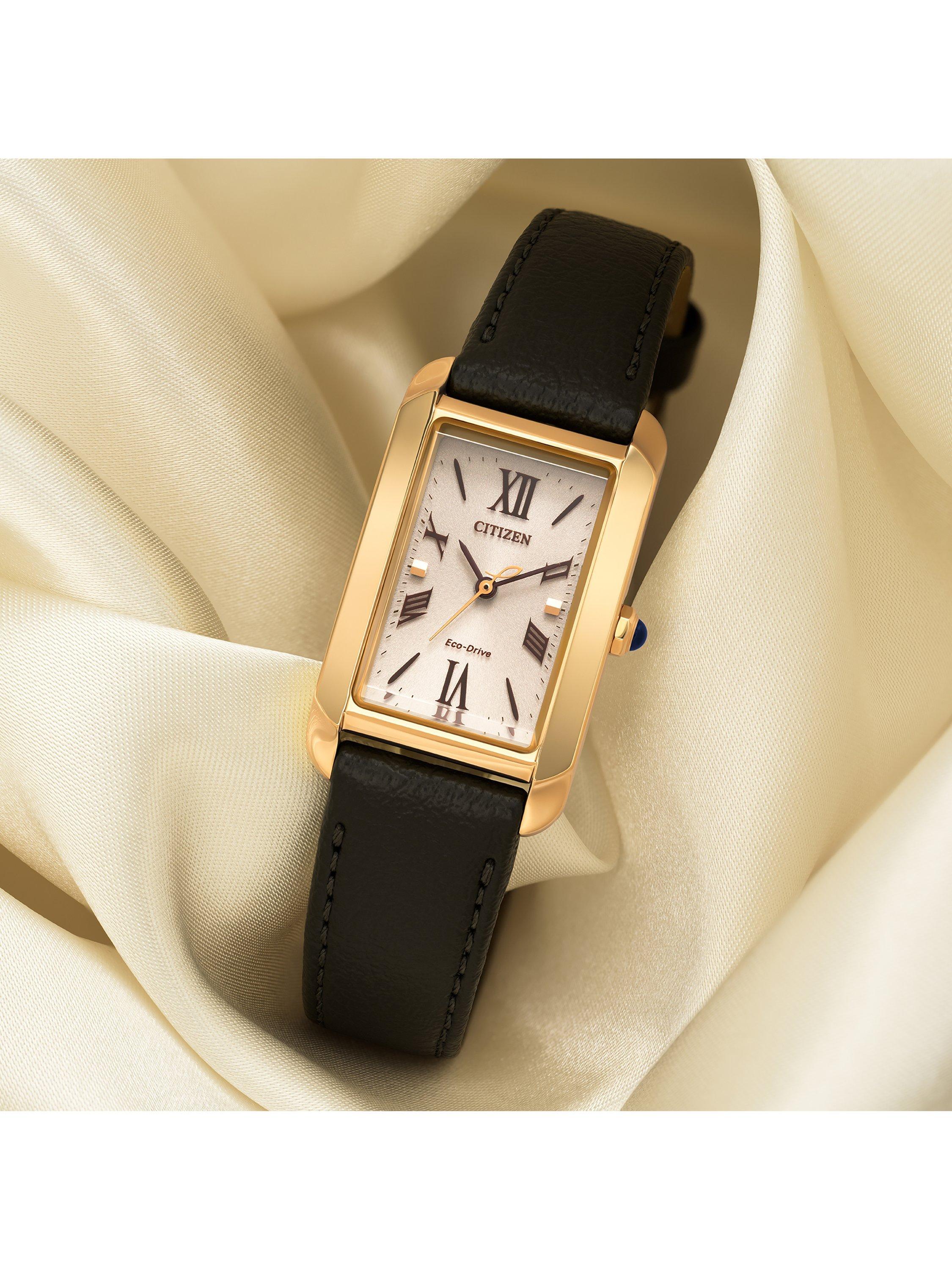 EW5622-09P Women's L Bianca Rectangular Leather Strap Watch, Champagne
