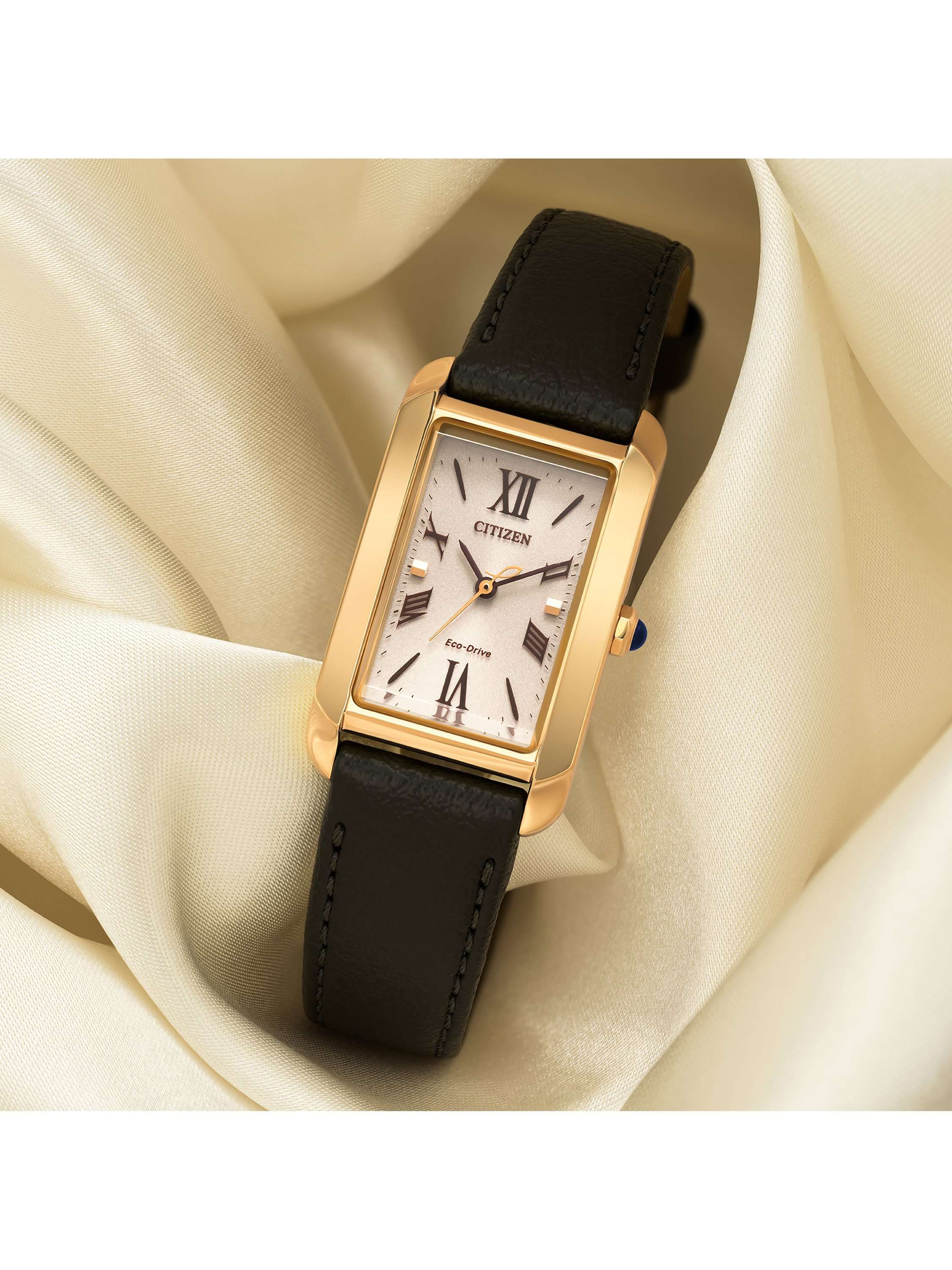 EW5622-09P Women's L Bianca Rectangular Leather Strap Watch, Champagne