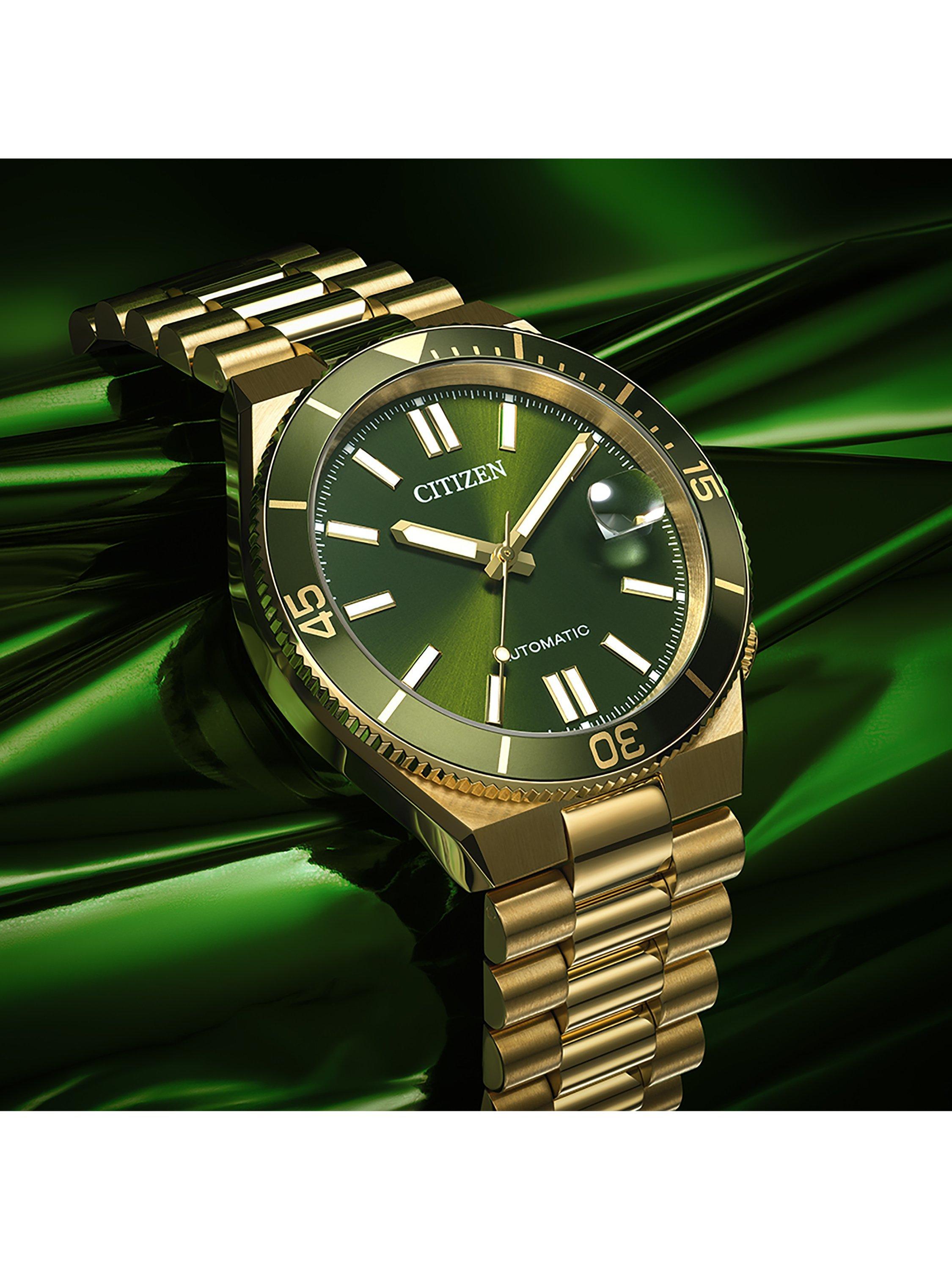 NJ0232-53X  Men's TSUYOSA Shore Round Bracelet Strap Watch, Green