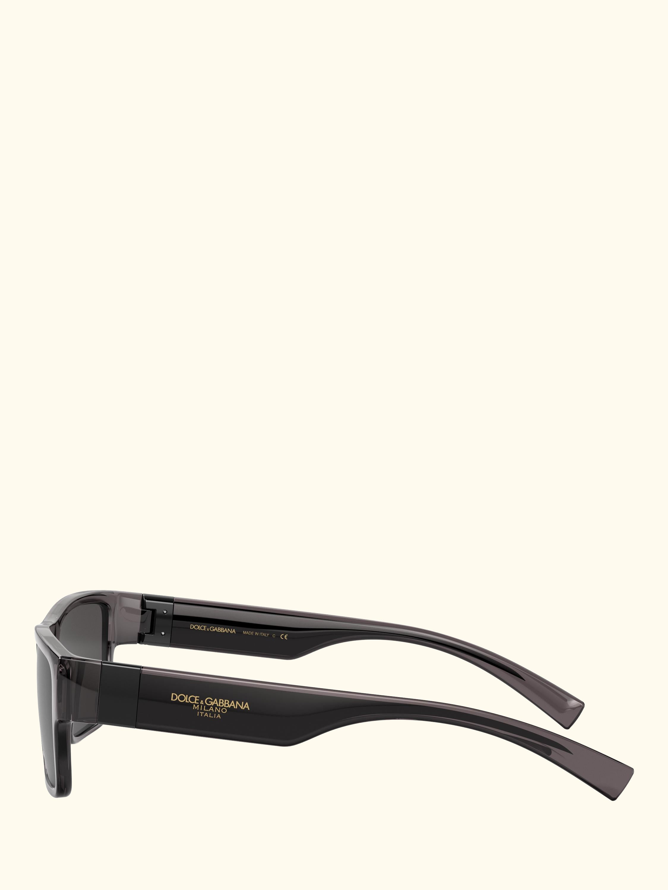DG6149 Rectangular Sunglasses, Transparent Grey/Black
