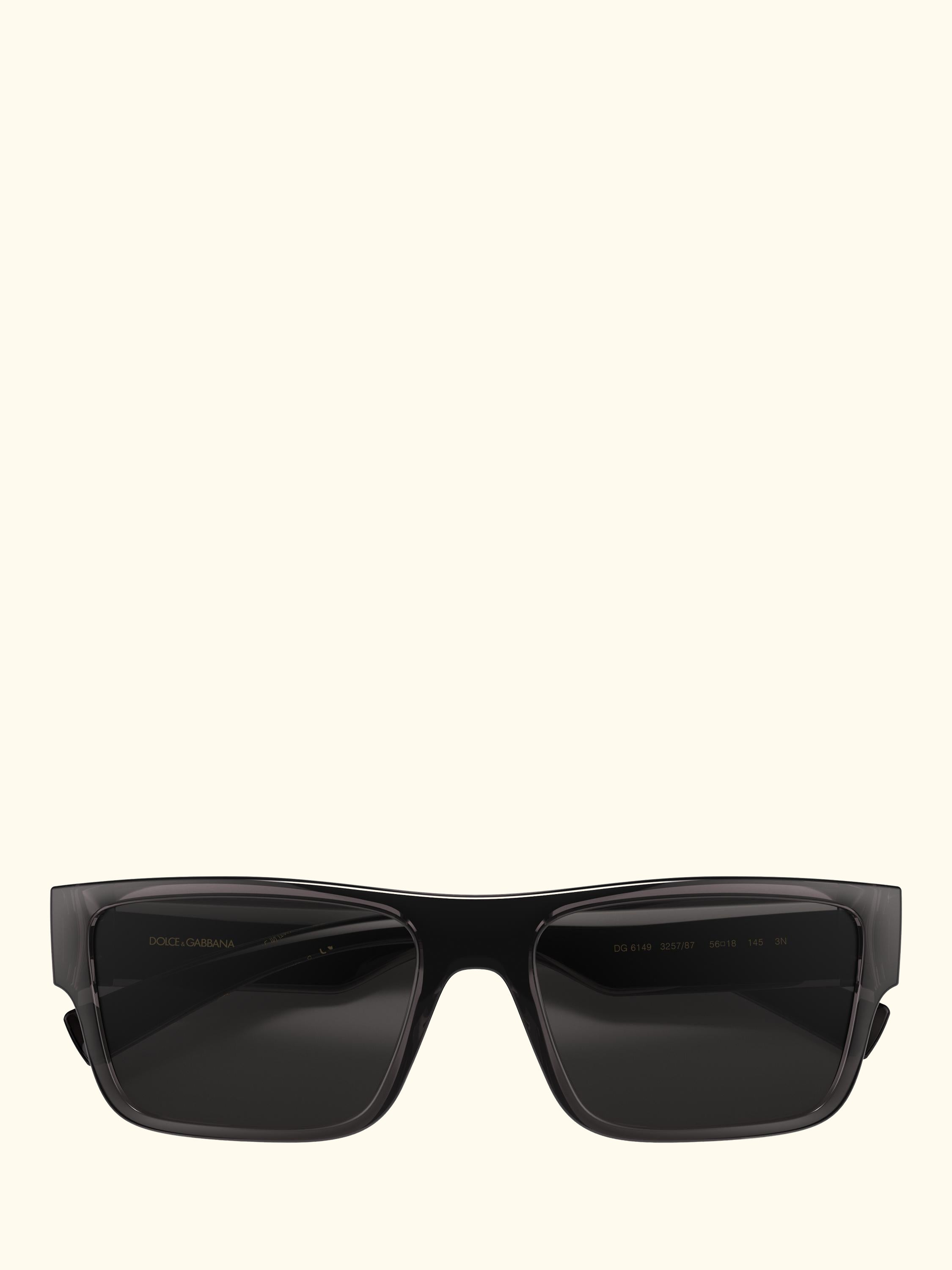 DG6149 Rectangular Sunglasses, Transparent Grey/Black