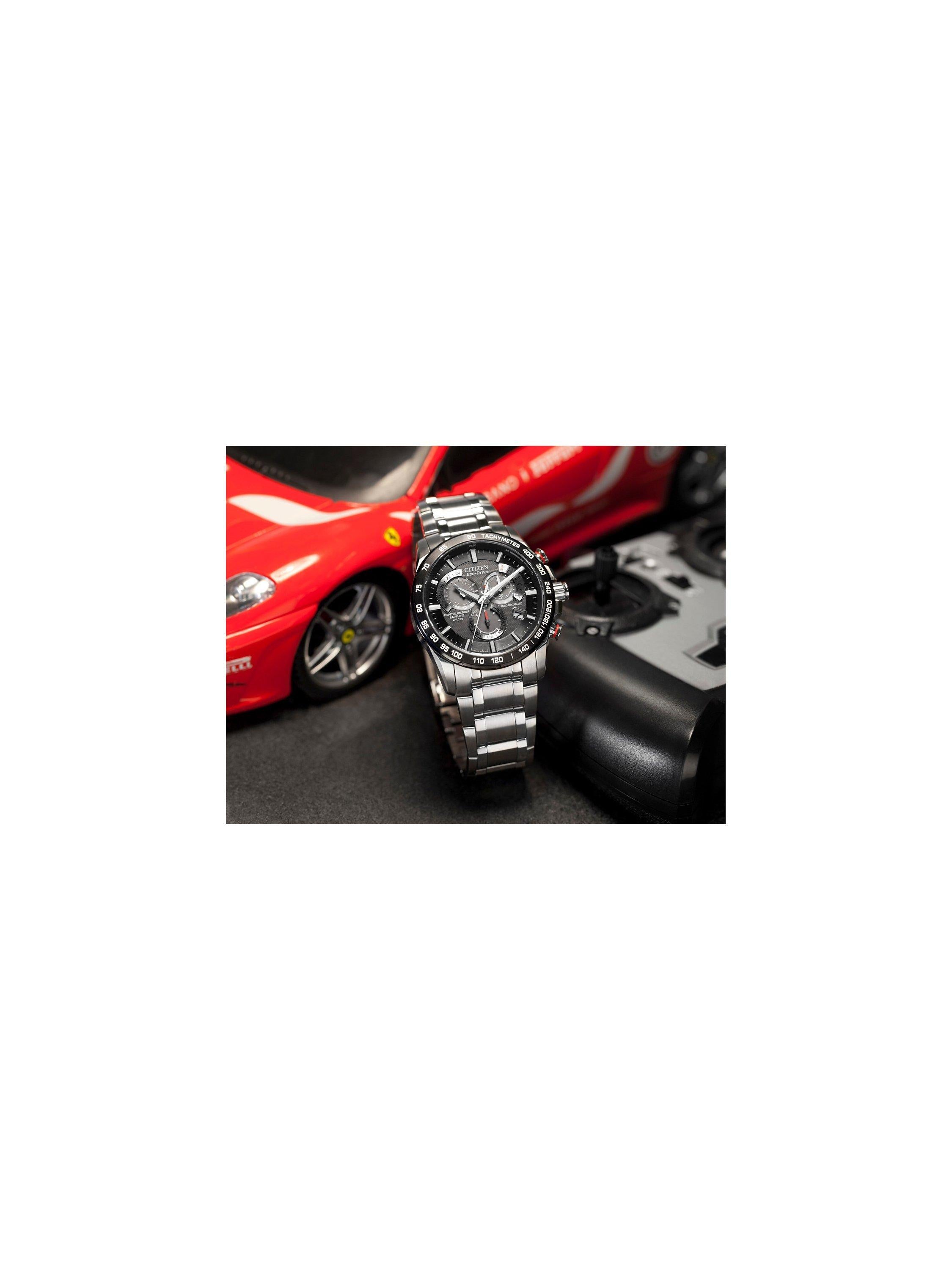 CB5898-59E Men's Eco-Drive Perpetual Calendar Chronograph Bracelet Strap Watch, Silver/Black