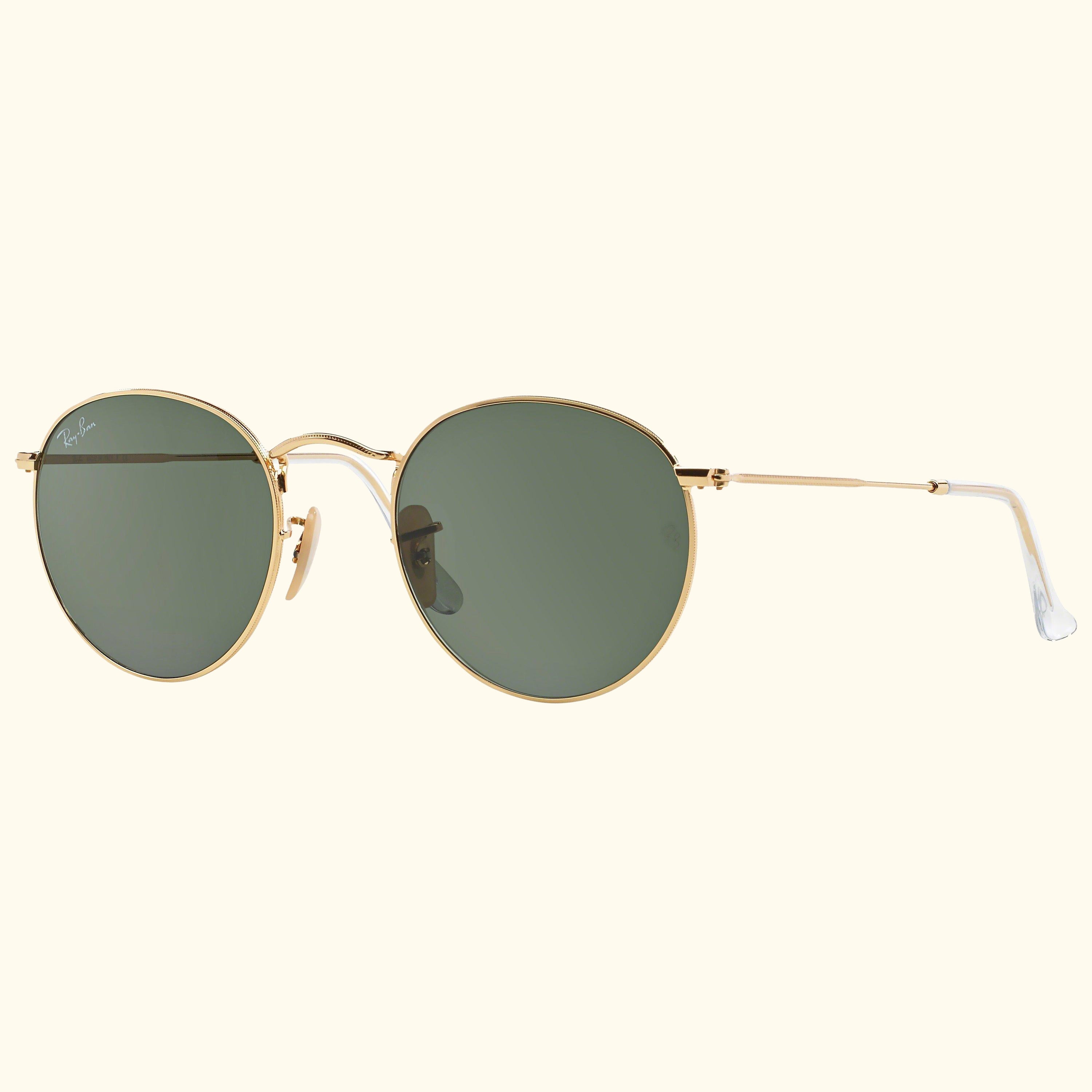 RB3447 Round Metal Sunglasses, Gold/Green