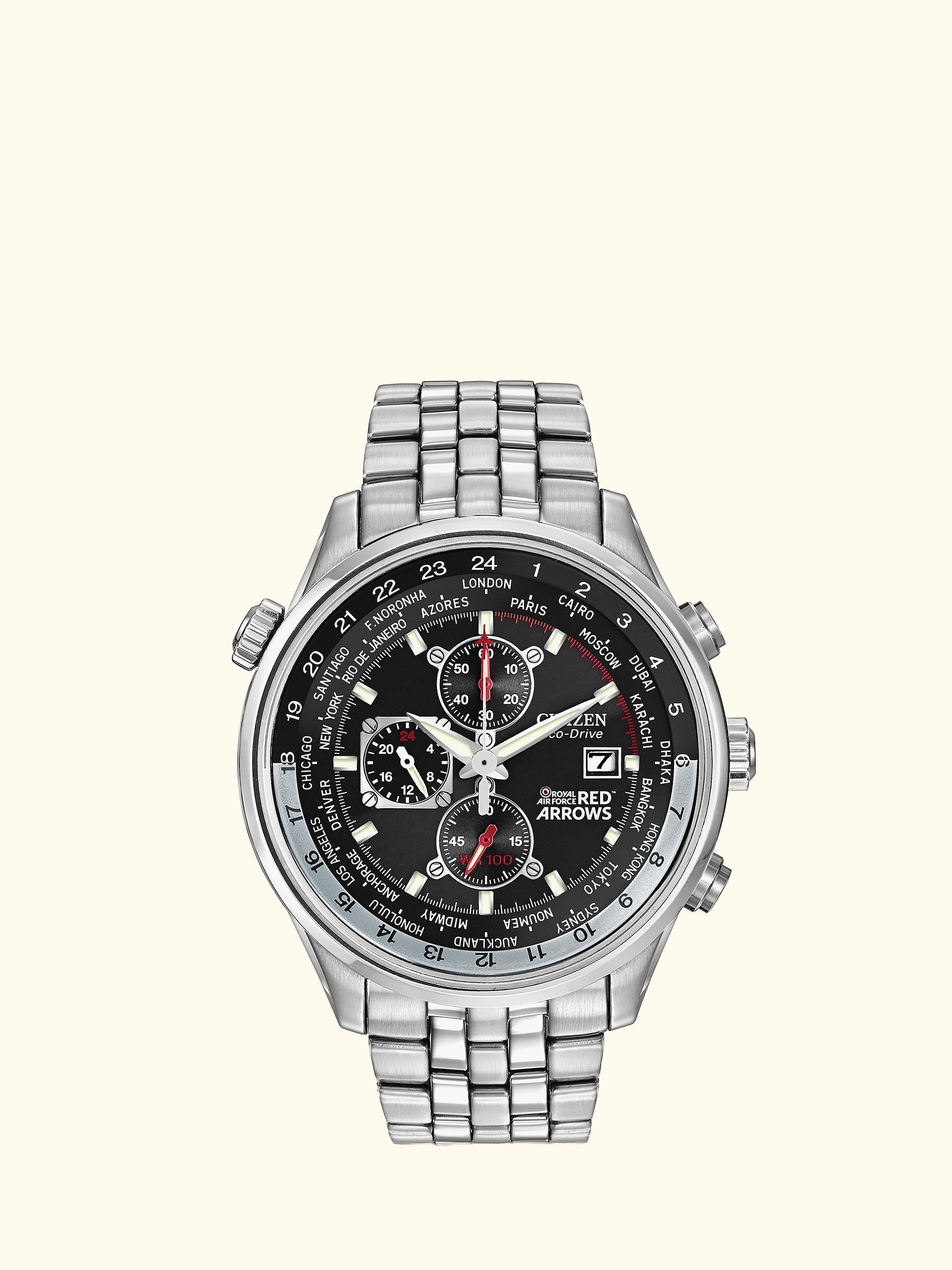 CA0080-54E Men's Red Arrows Chronograph Mesh Bracelet Strap Watch, Silver/Black