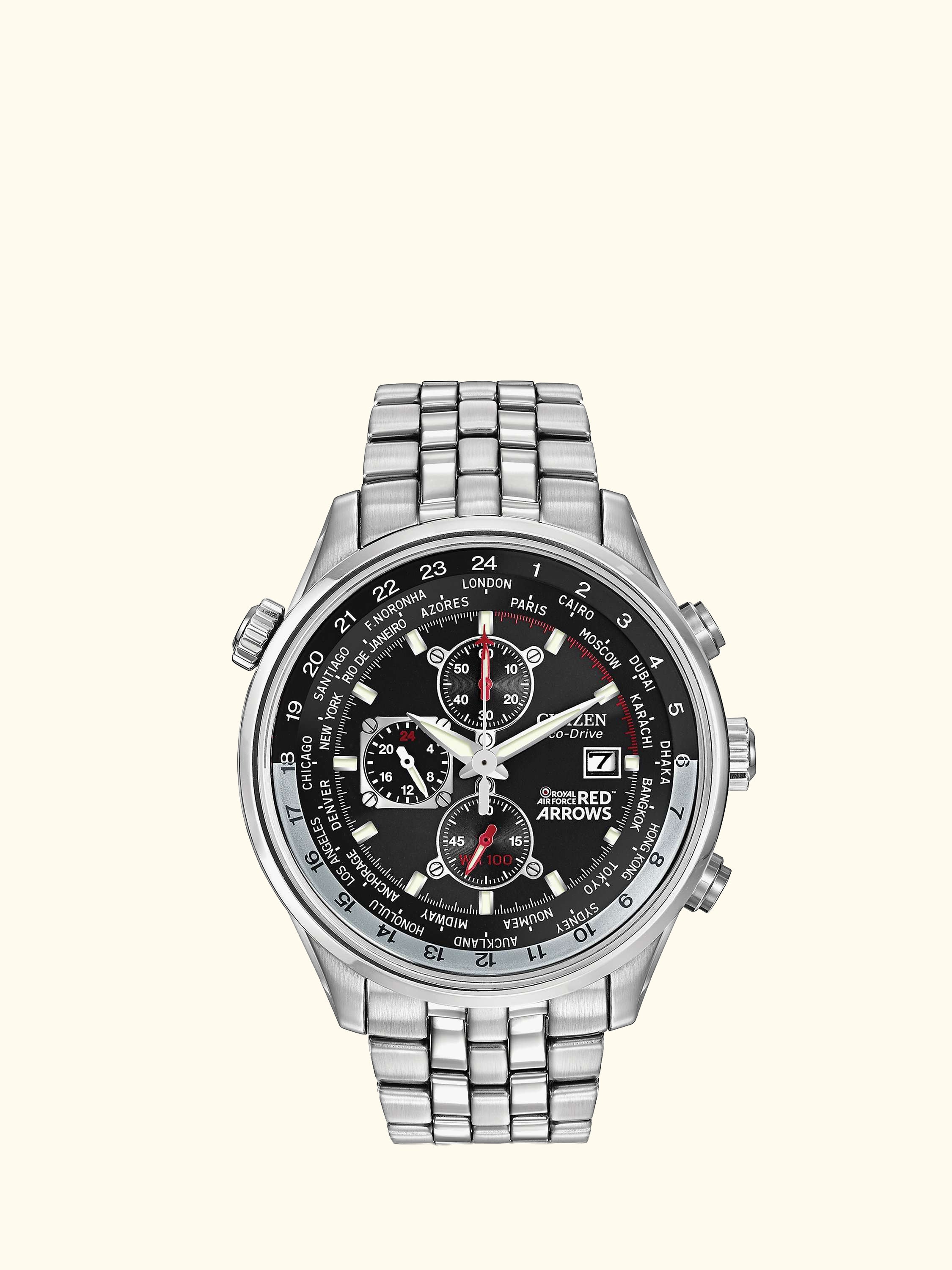 CA0080-54E Men's Red Arrows Chronograph Mesh Bracelet Strap Watch, Silver/Black