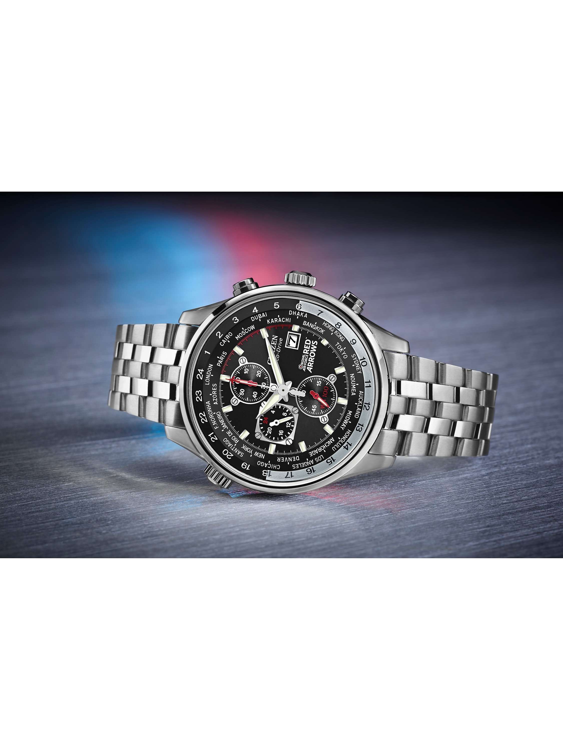CA0080-54E Men's Red Arrows Chronograph Mesh Bracelet Strap Watch, Silver/Black