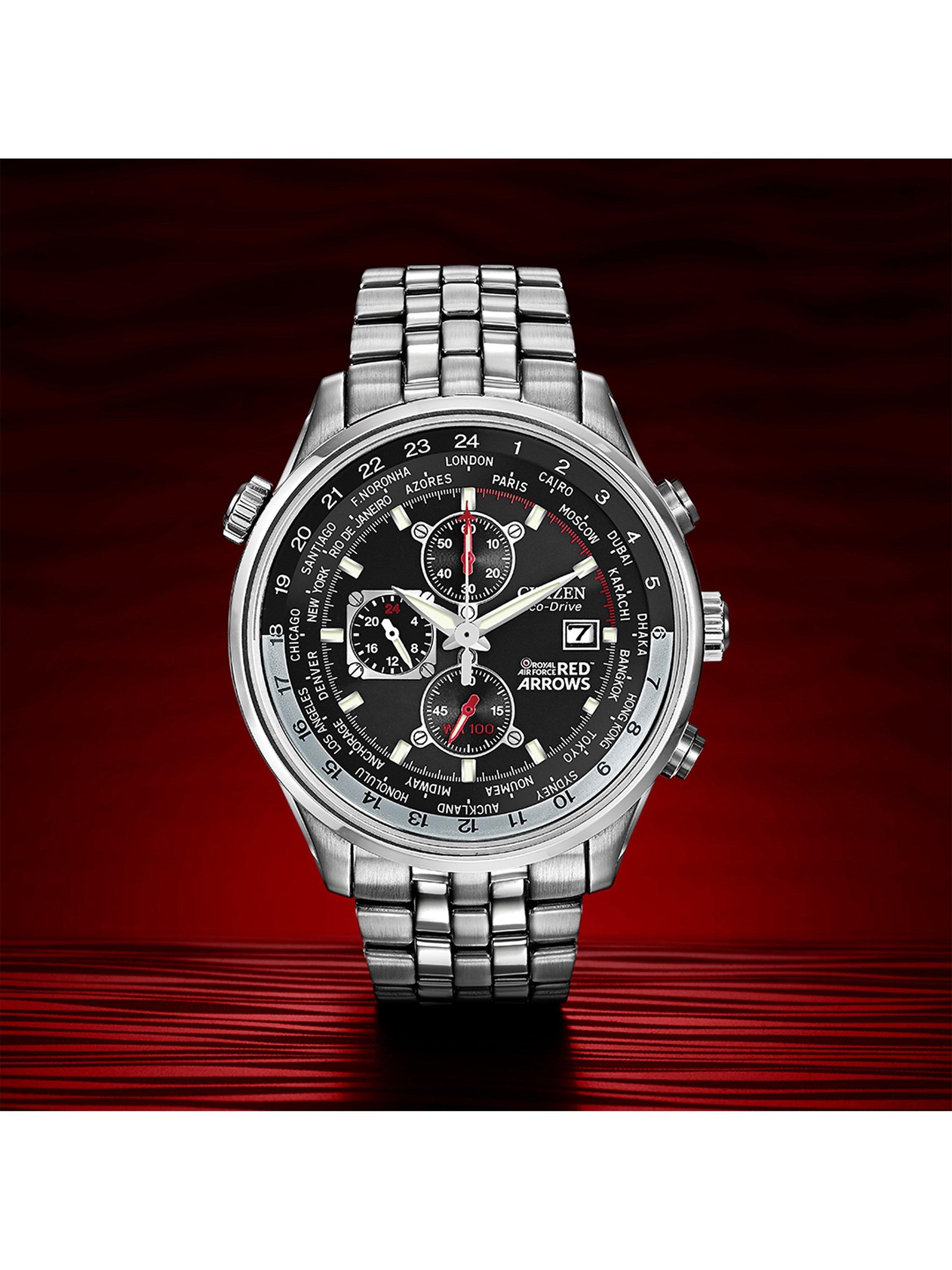 CA0080-54E Men's Red Arrows Chronograph Mesh Bracelet Strap Watch, Silver/Black