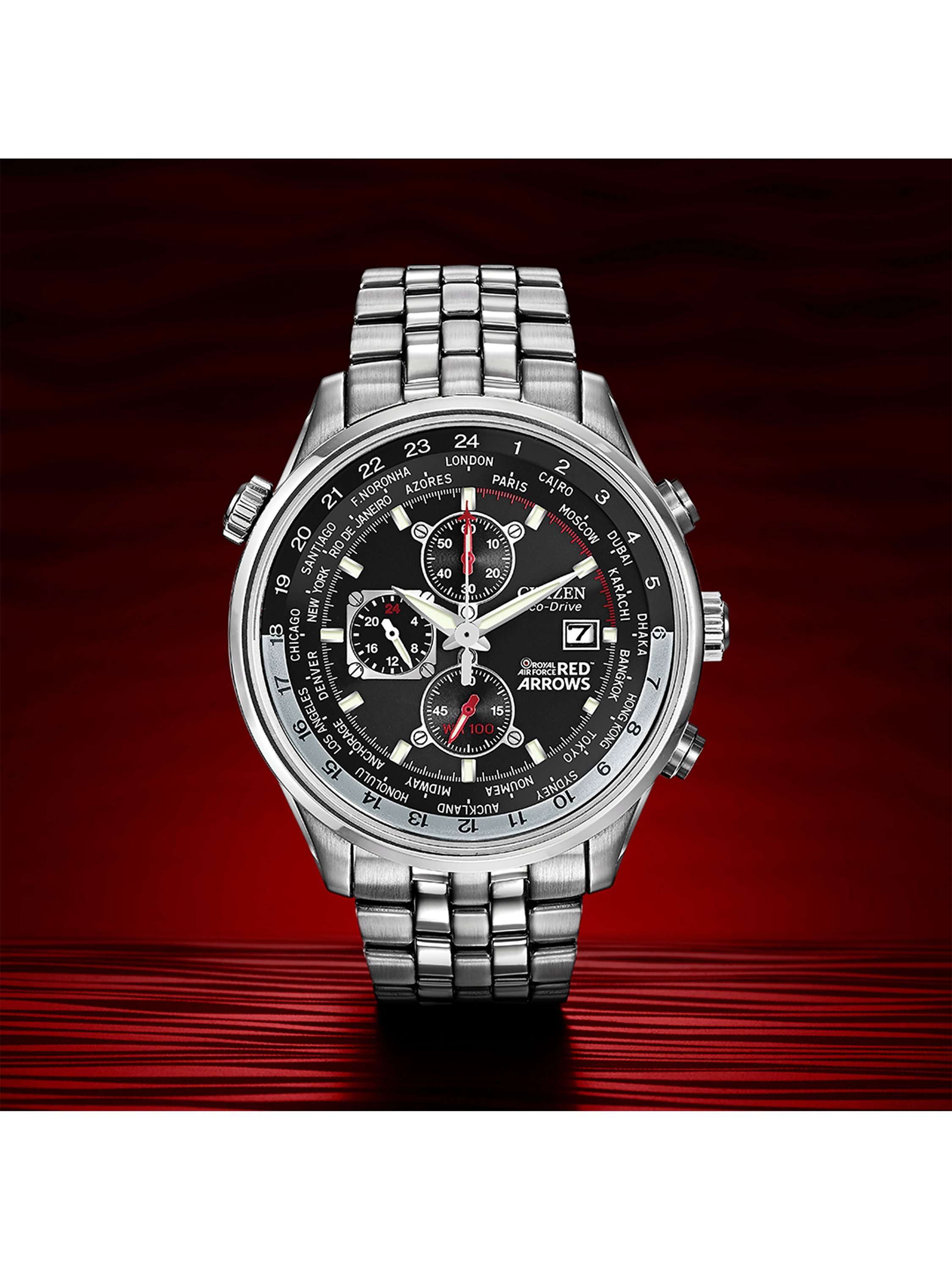 CA0080-54E Men's Red Arrows Chronograph Mesh Bracelet Strap Watch, Silver/Black