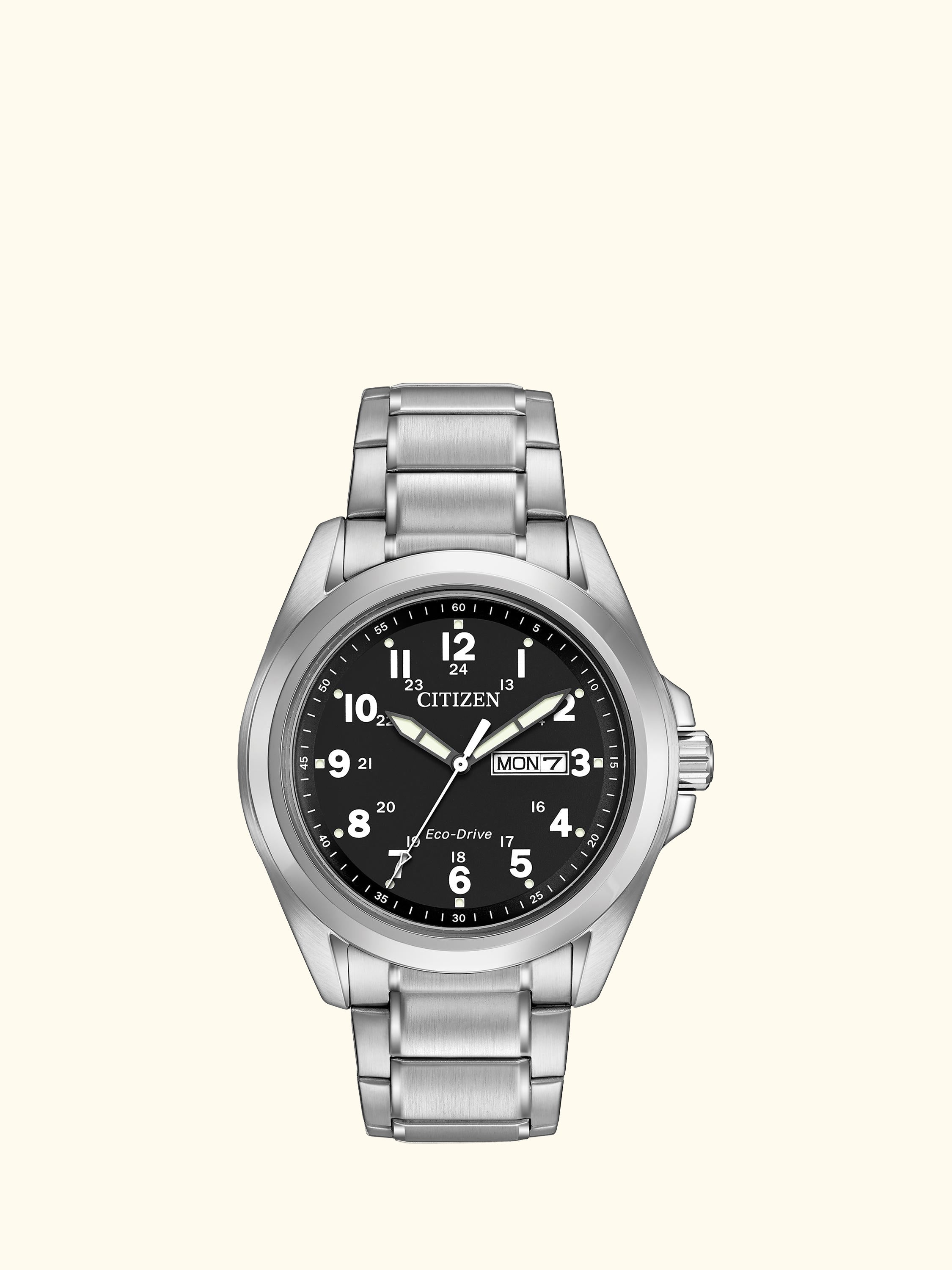 AW0050-82E Men's Sport Day Date Bracelet Strap Watch, Silver/Black