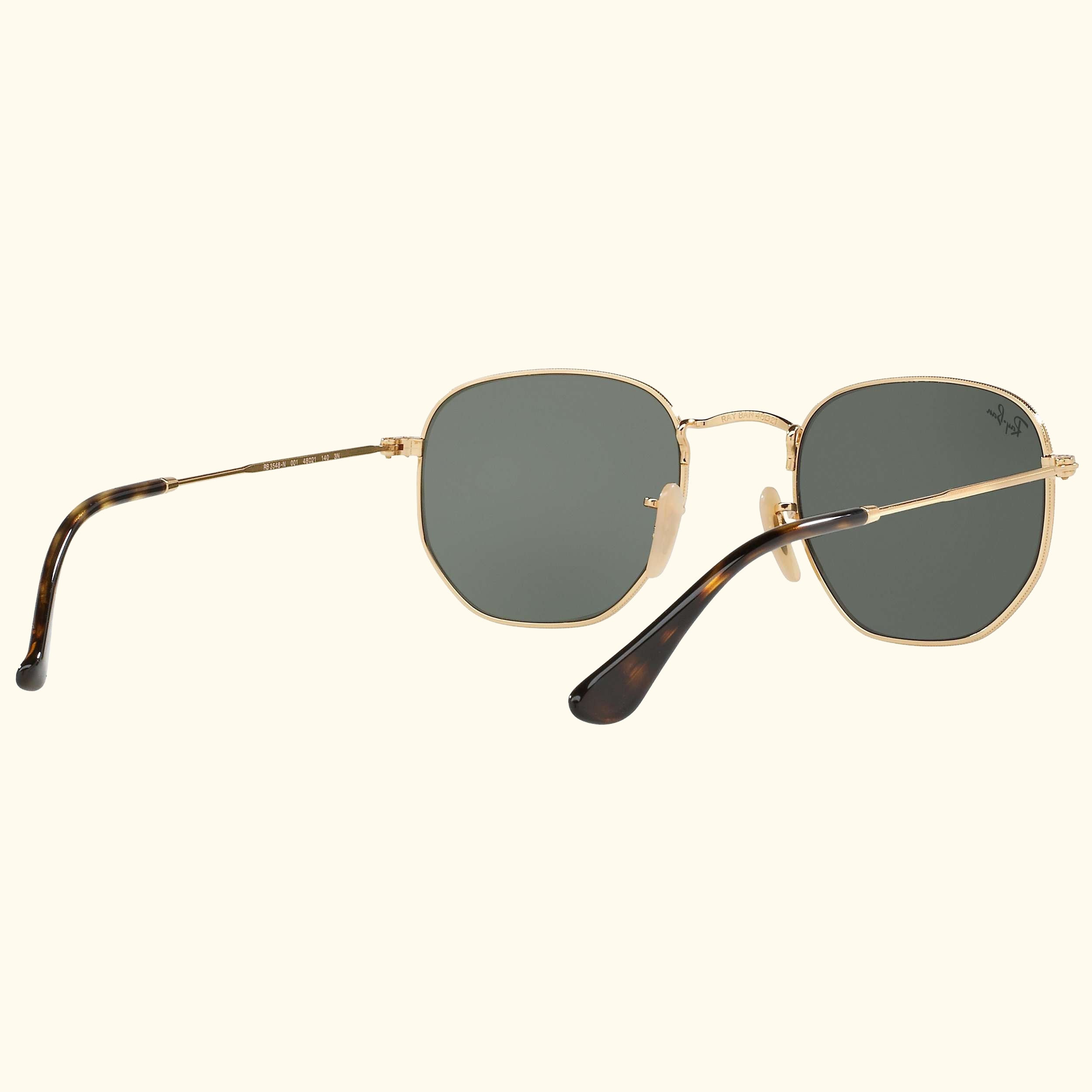 RB3548 Hexagonal Flat Lens Sunglasses, Gold/Dark Green