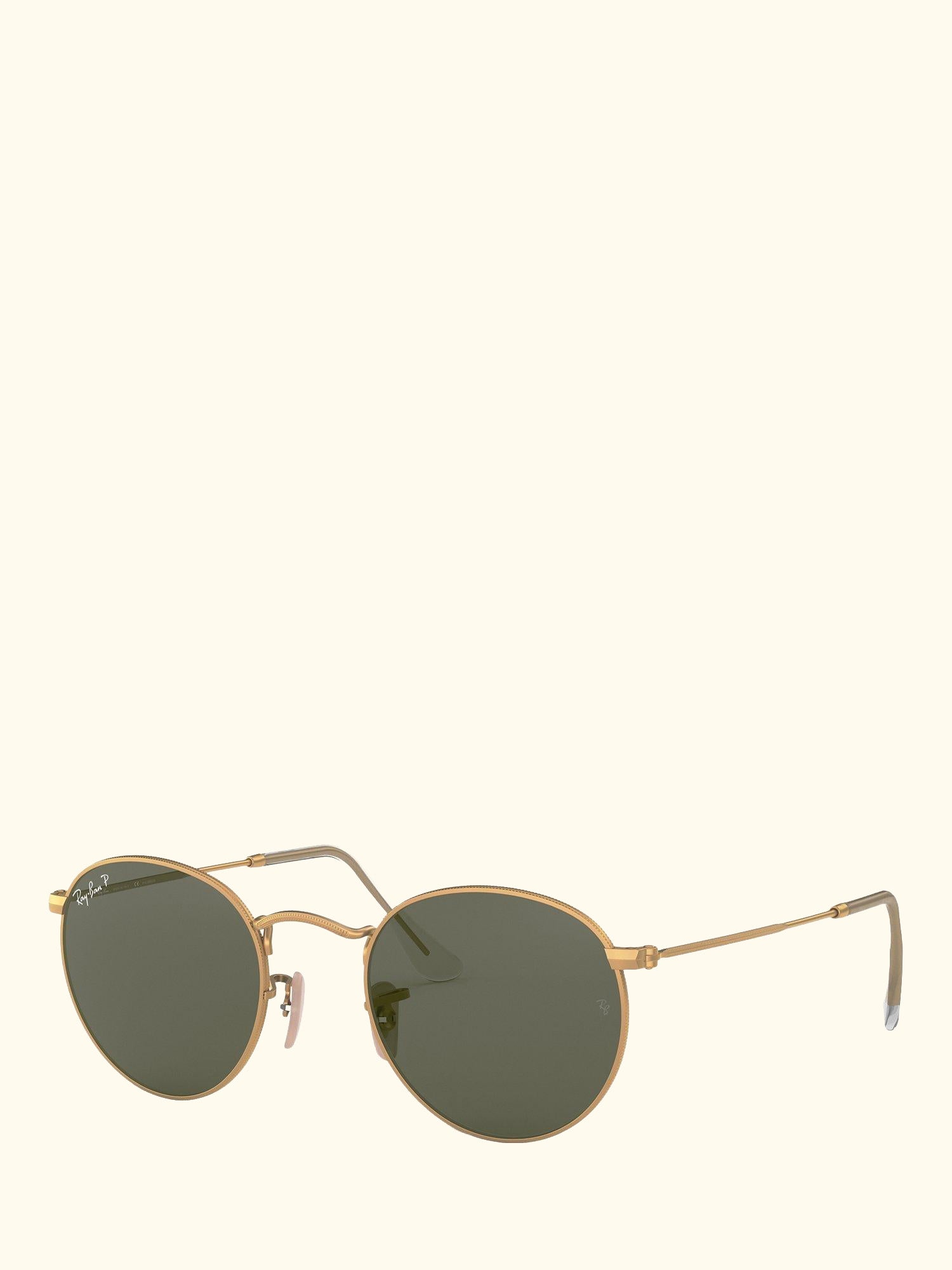RB3447 Polarised Round Sunglasses, Gold/Dark Green