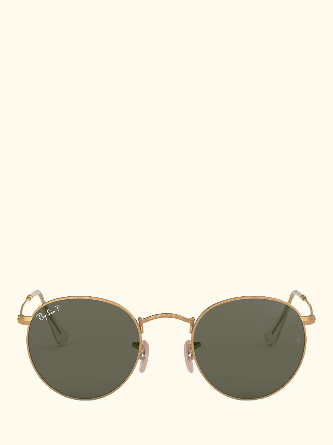 RB3447 Polarised Round Sunglasses, Gold/Dark Green