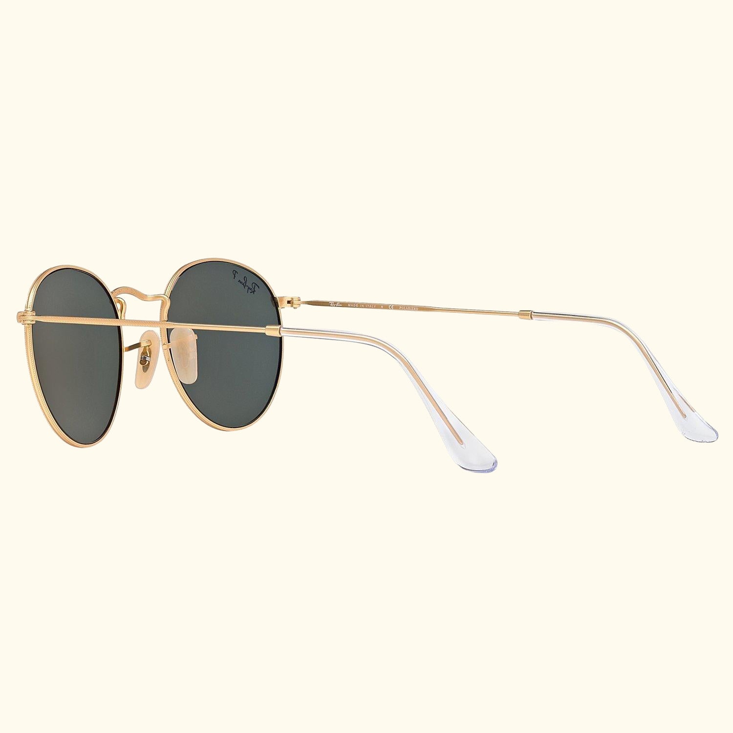 RB3447 Polarised Round Sunglasses, Gold/Dark Green