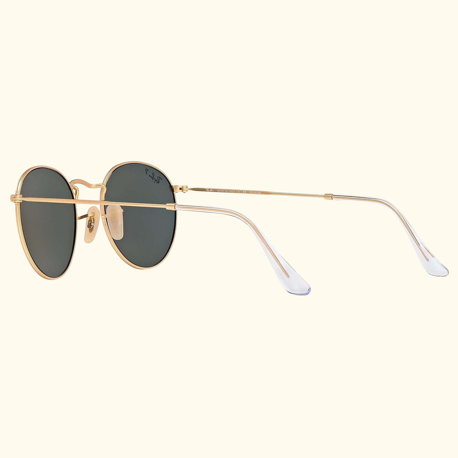 RB3447 Polarised Round Sunglasses, Gold/Dark Green